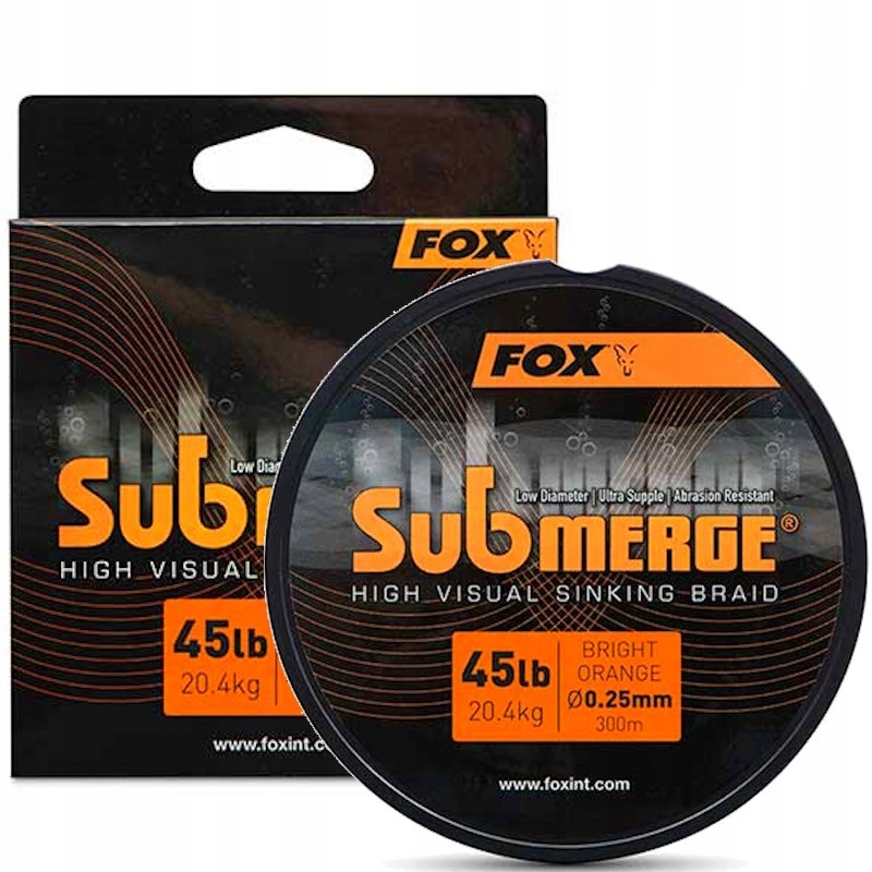 Plecionka Tonąca Fox Submerge Orange Sinking Braid 45lb 300m 0.25mm 20.4kg