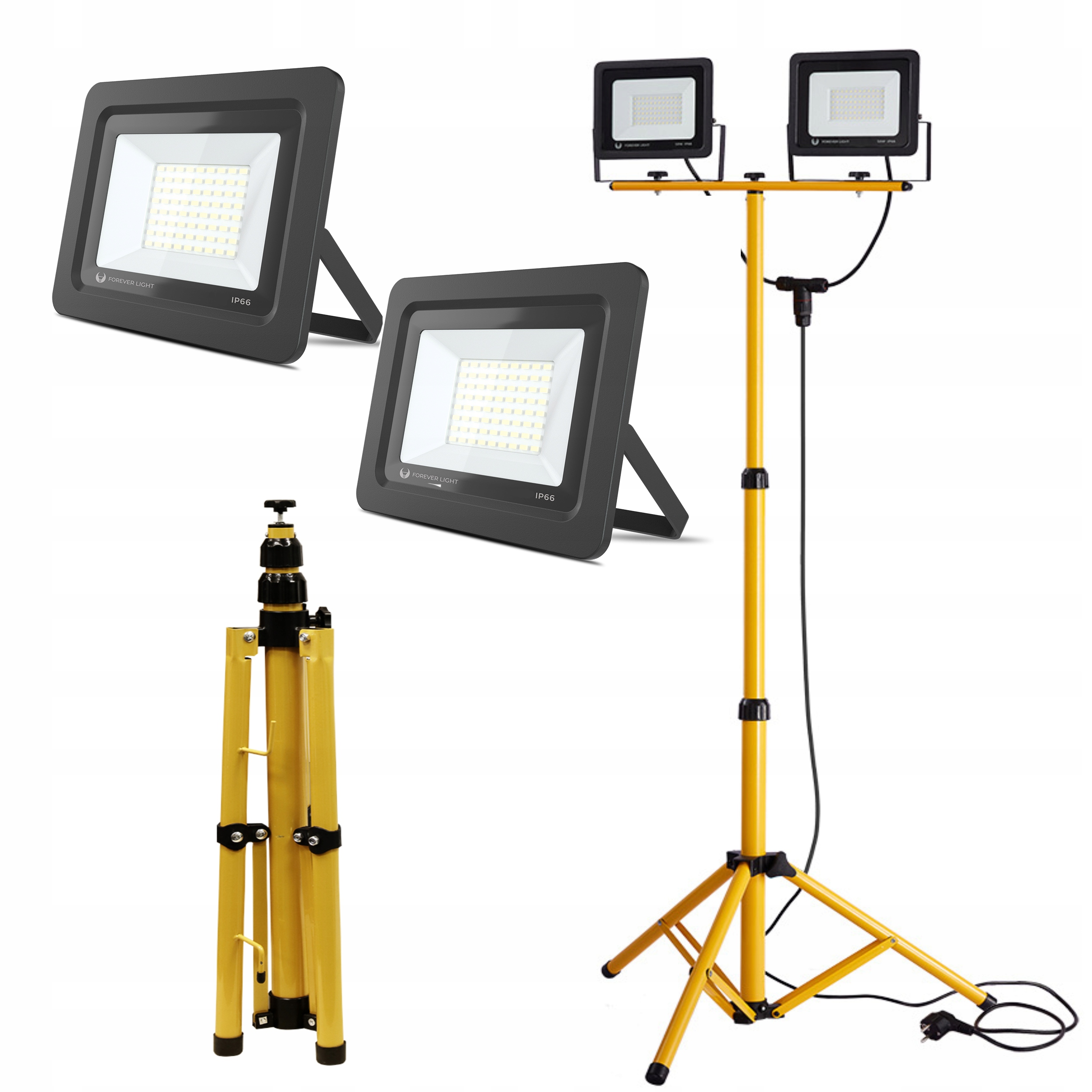 Прожектор галогенный светодиодный штатив 2x50w 4500K