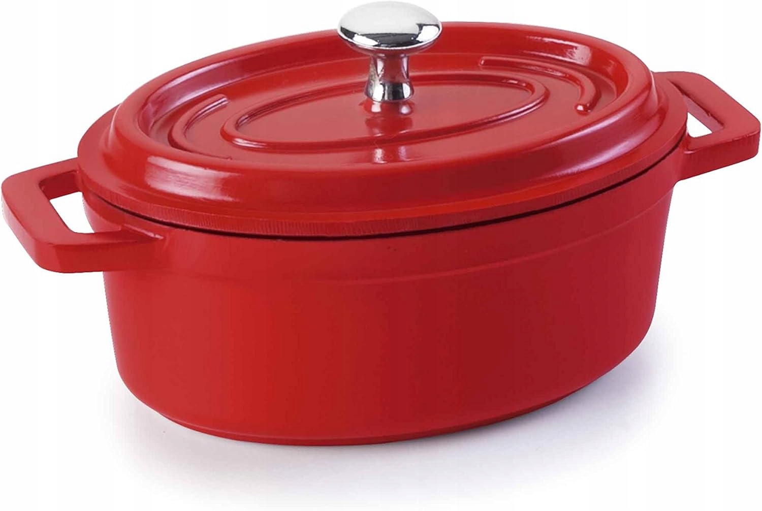 Hrniec Oválny Liatinový Lacor 12x8,5CM Červený Indukcia Rúra