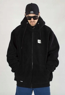 Massová bunda S Kapucí Zimní Zip Patch Teddy černá