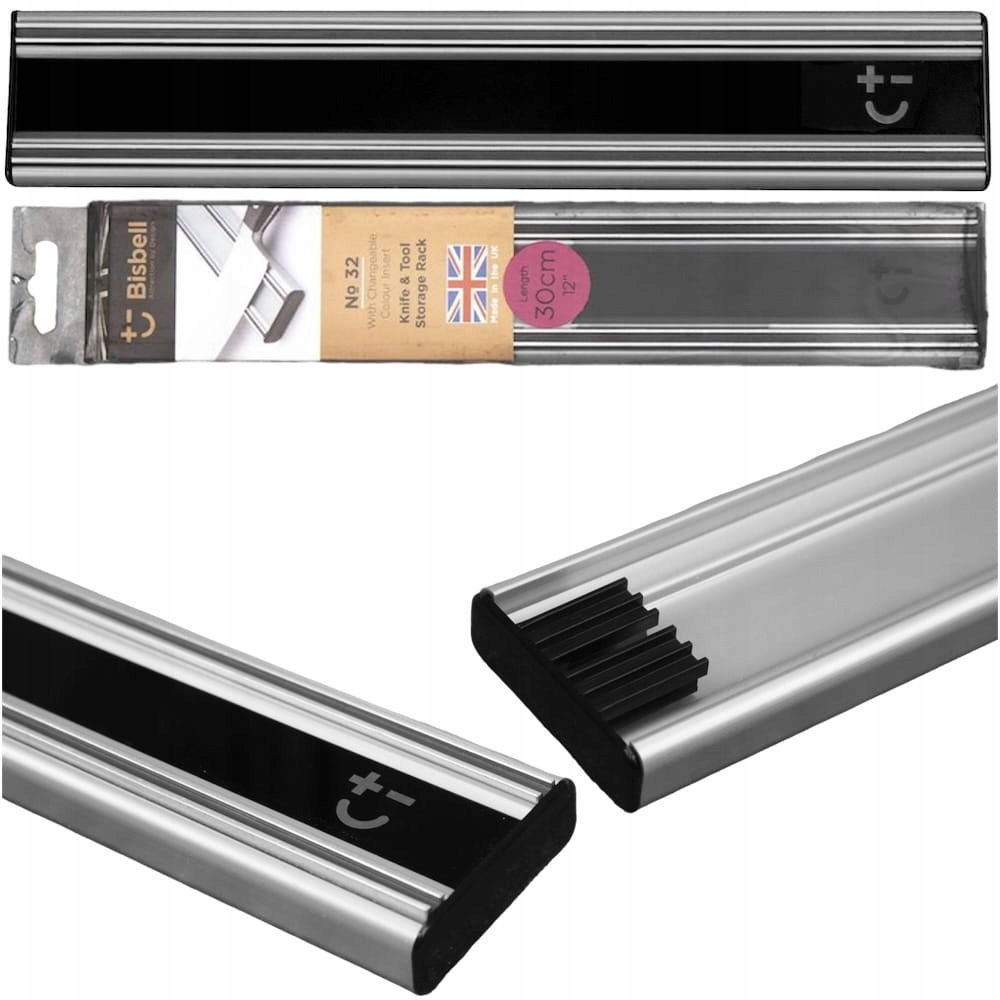 Bisbell Zrkadlová magnetická lišta na nože čierna 30 cm 300 mm BMKR32-30BK