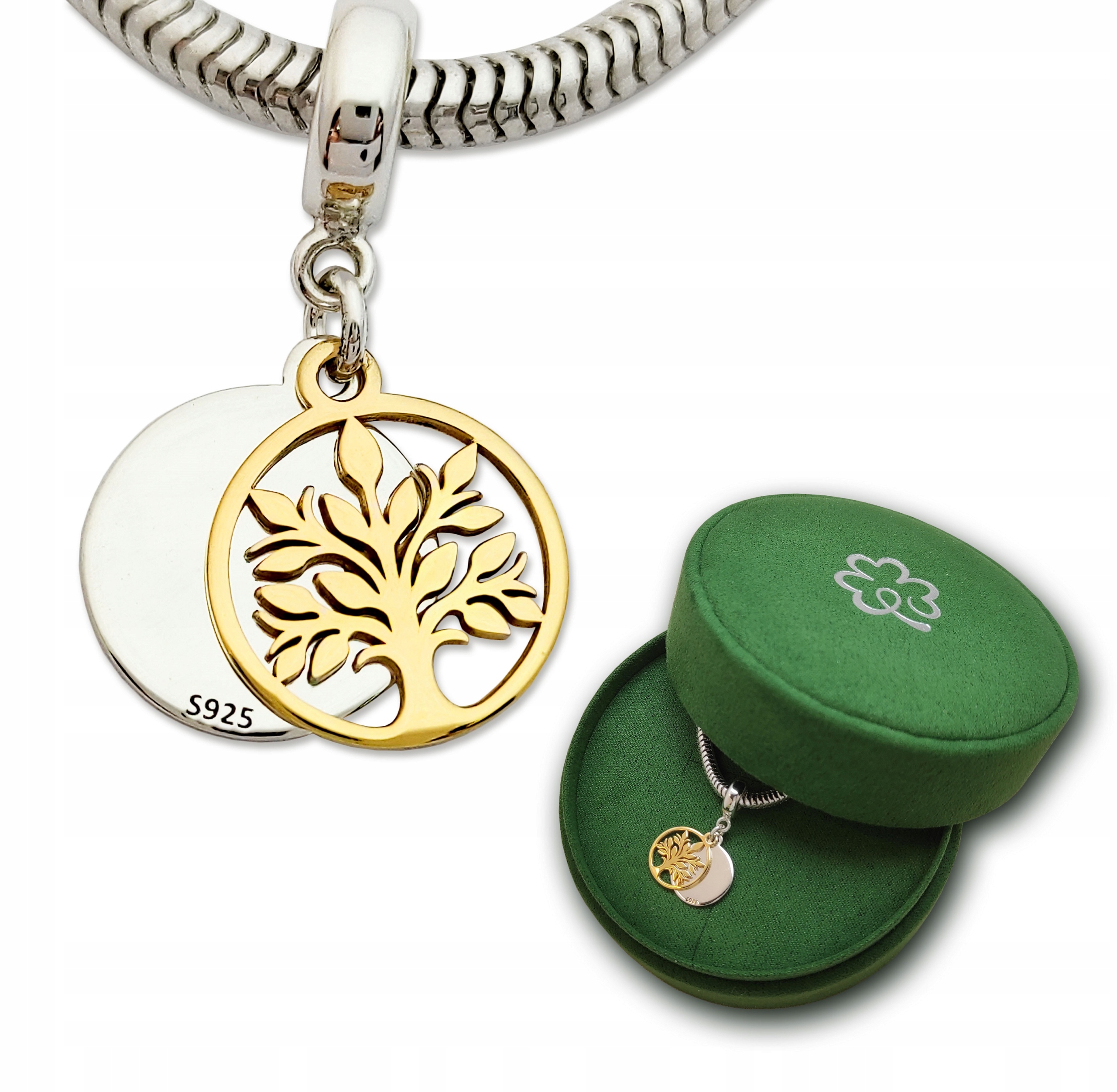 

Drzewo Życia charms do bransoletek złoto333 Grawer