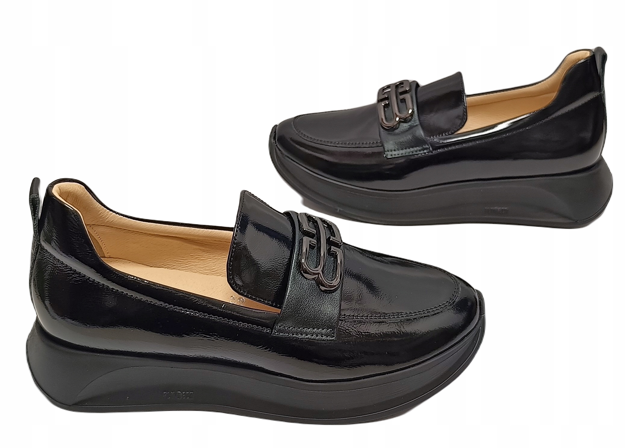 Mokasíny elegantní polobotky lak Bioeco Arka 6702 černá zeleň vel. 37