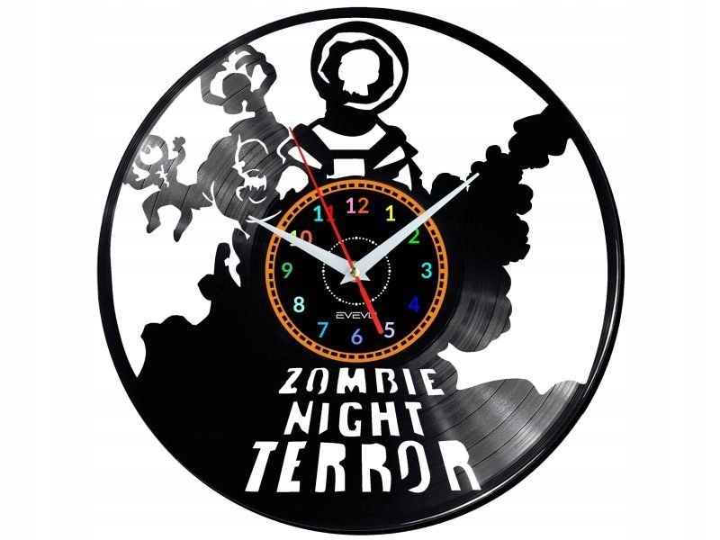 Zombie Night Terror Video Game Zegar Ścienny Dekoracyjny Nowoczesny Płyta