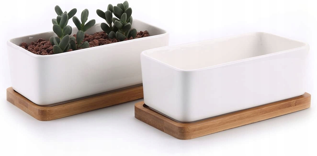 

Doniczki Ceramiczne Prostokątne Z Podstawką 2 Szt