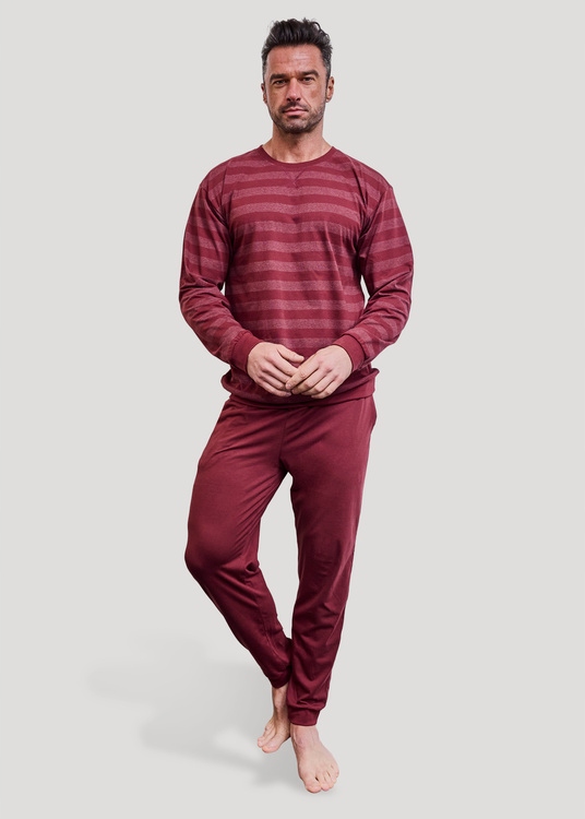 Pánské pyžamo Cornette 117/320 Loose 16 vel. XXL (52) pruhy bordó kapsa