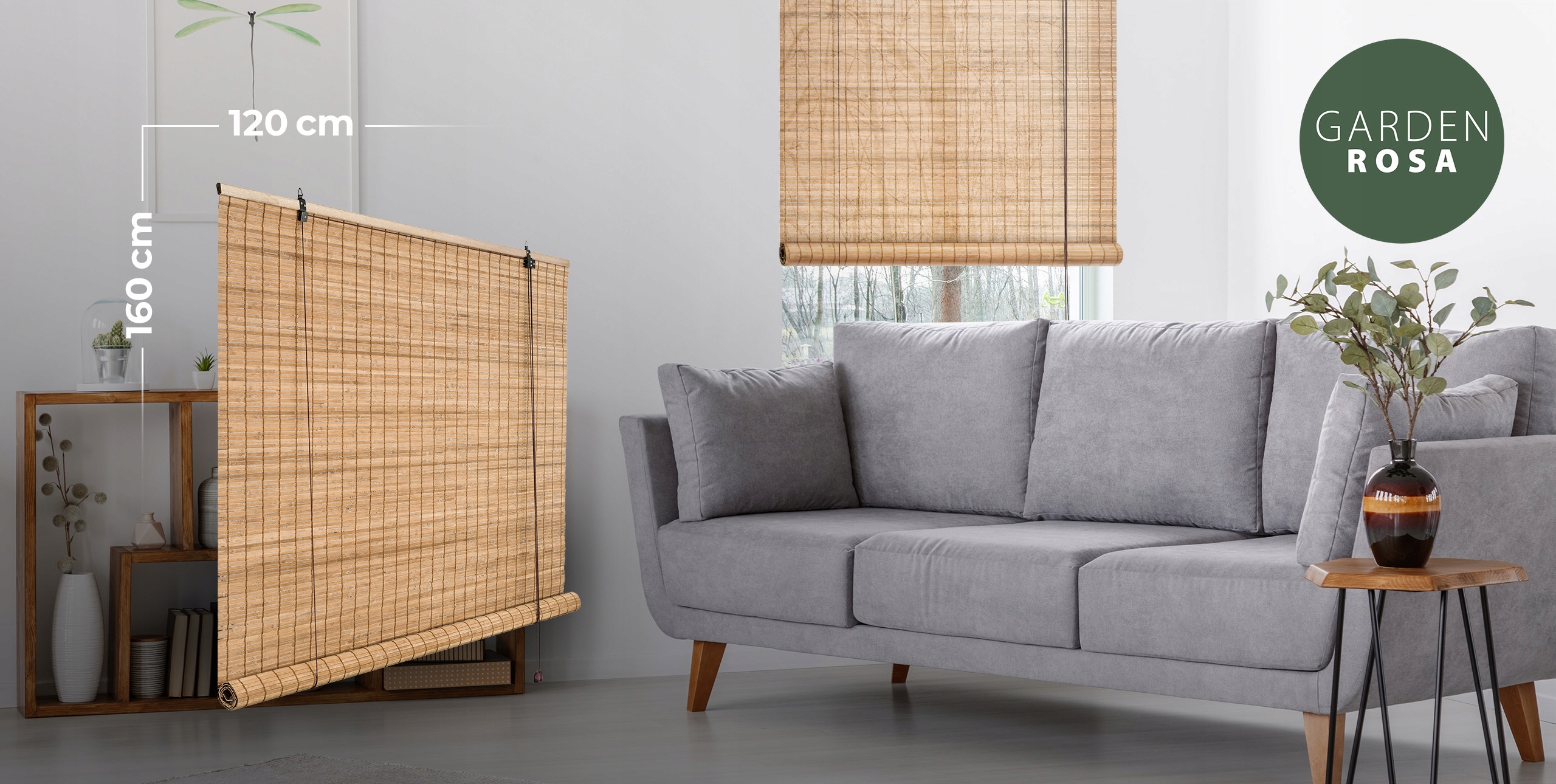 ROLETA BAMBUSOWA ŻALUZJA WEWNĘTRZNA PÓŁZACIEMNIAJĄCA NATURALNY 120x160 cm EAN (GTIN) 5907651403646
