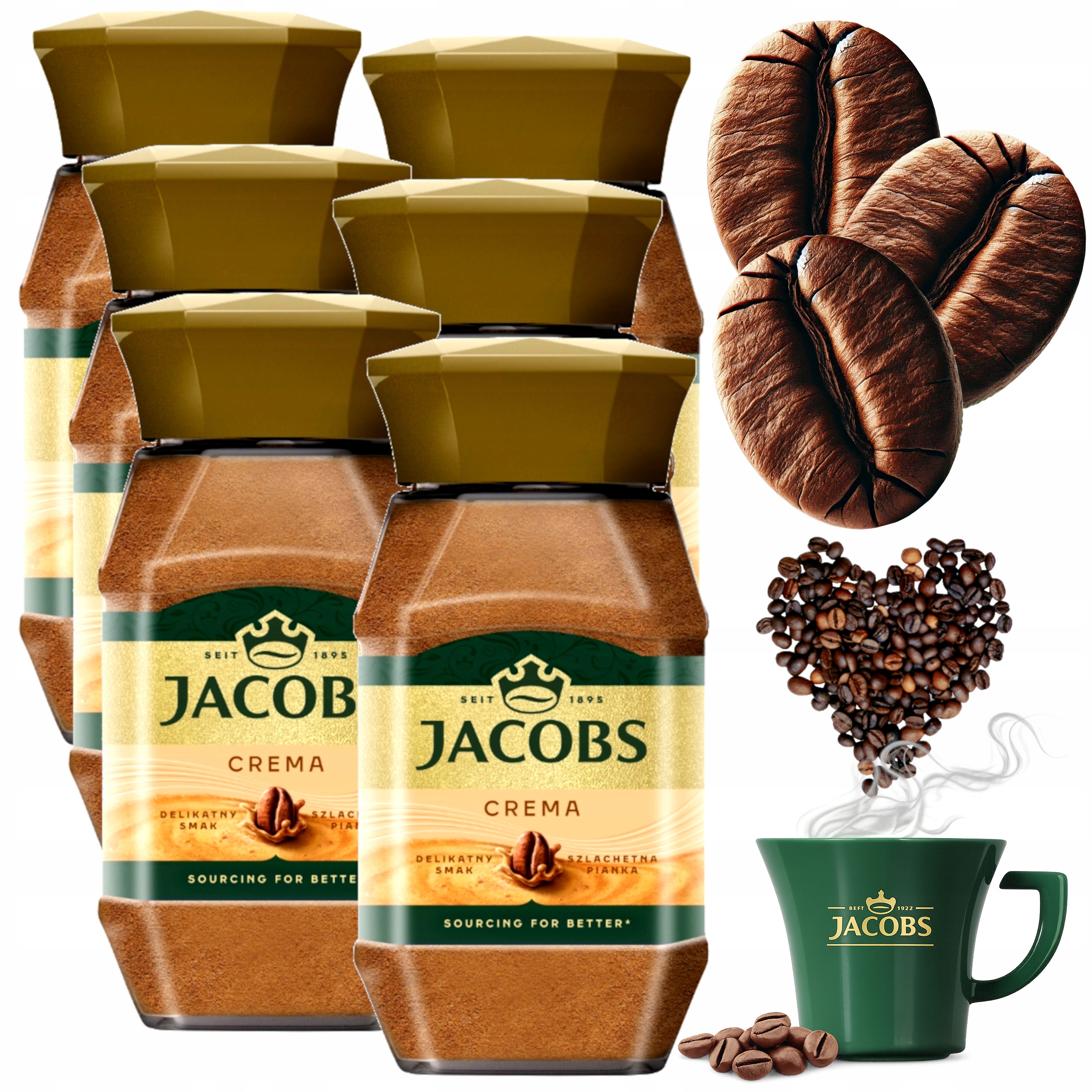 Kawa Jacobs Rozpuszczalna 200g x6 Crema W Słoiku Instant Original Cafe