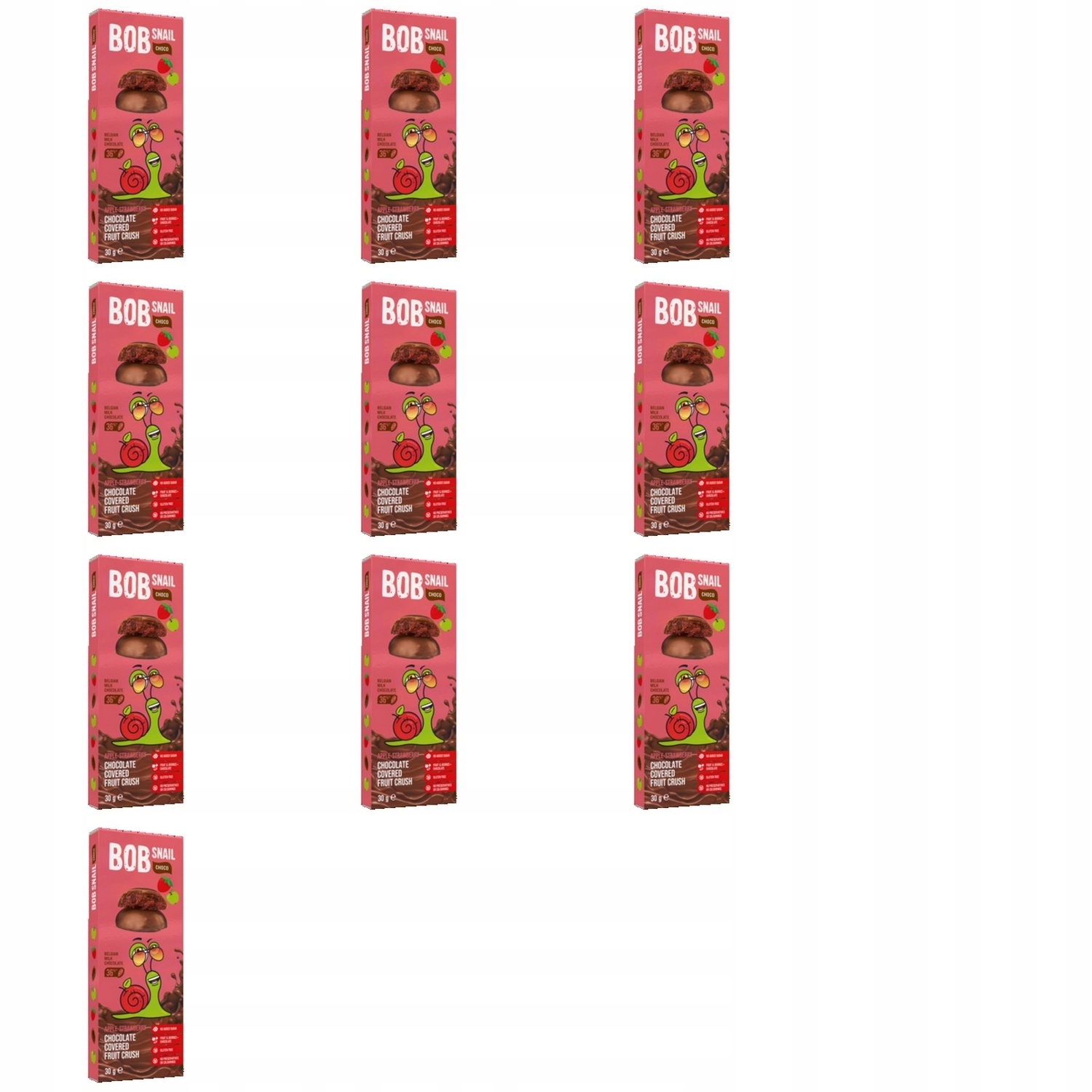Levně 10 x 30 g Bob snail choco jablko-jahoda zdravá svačinka