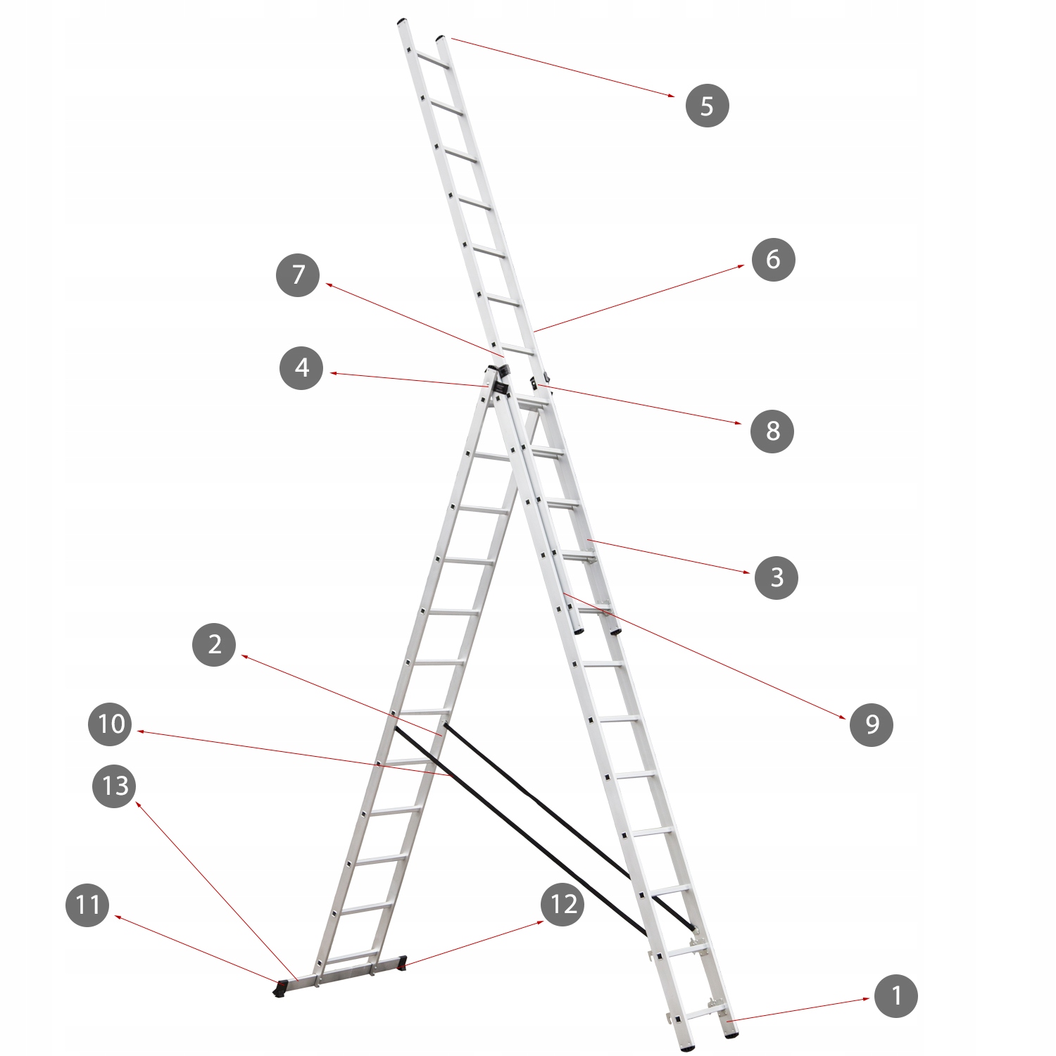 Drabina aluminiowa 3x12 HIGHER 150kg na schody Kod producenta ML-612