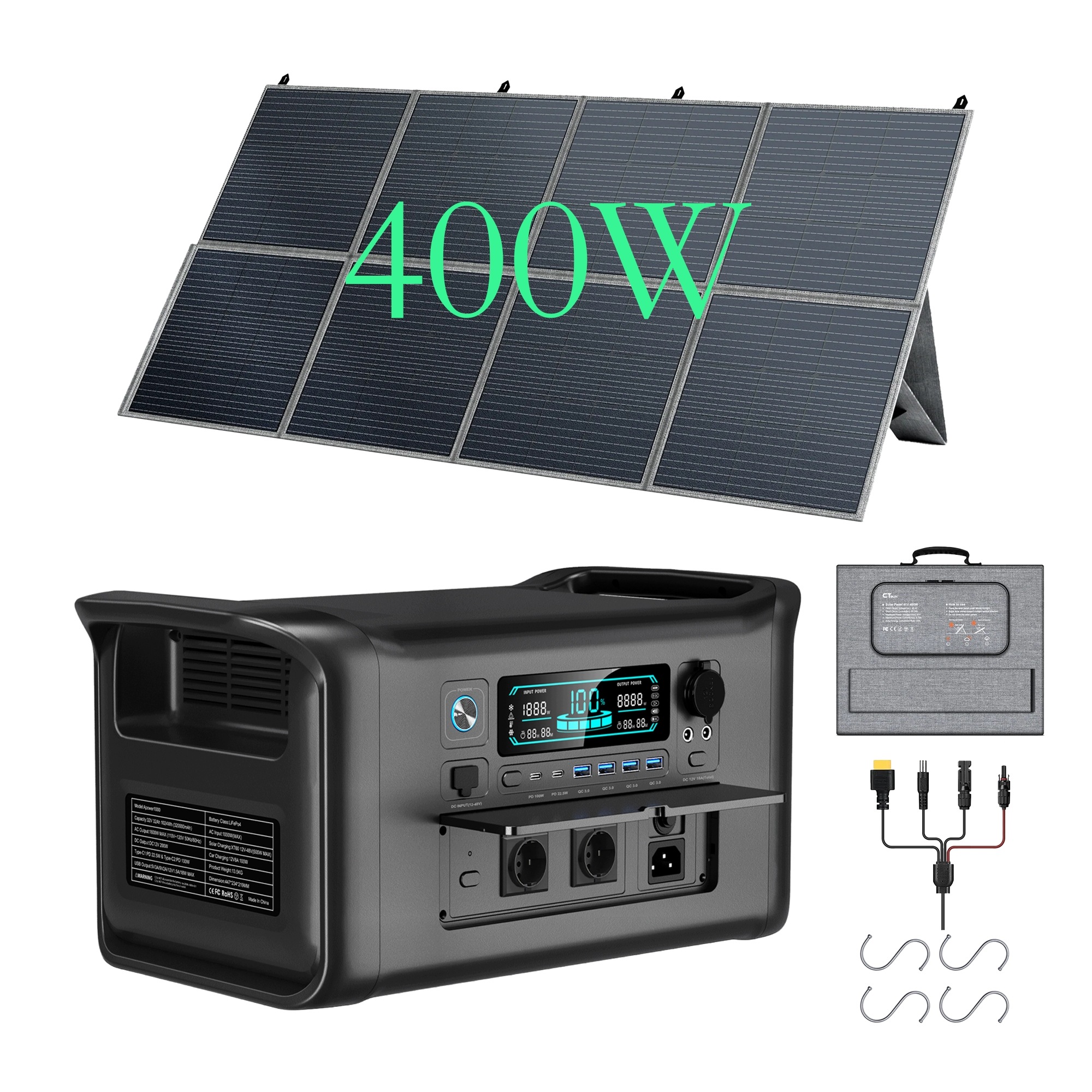 Ctolity AP1000 Přenosná napájecí stanice 1024Wh 1800W solární panel 400W