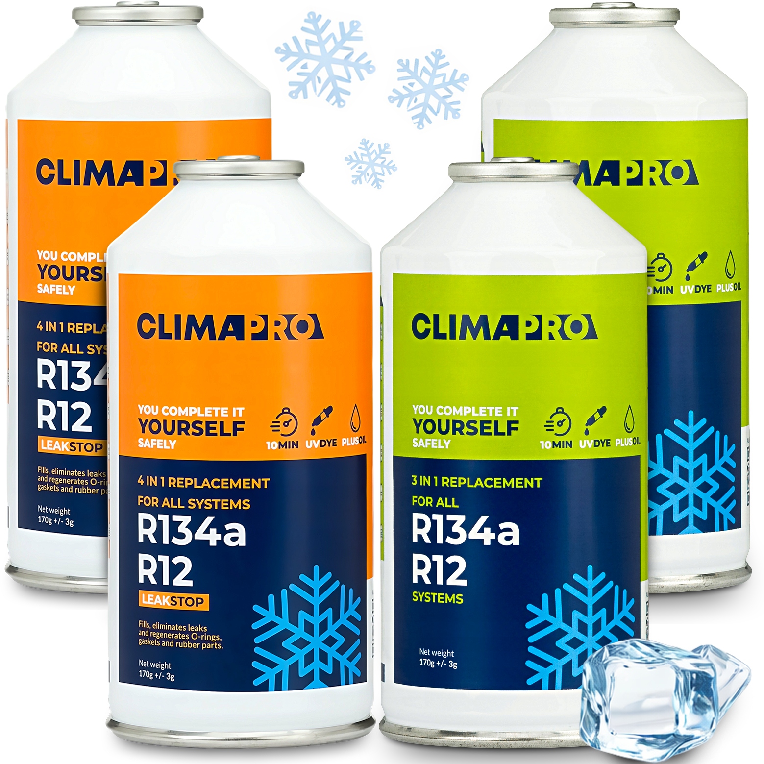 2X Činidlo Pro Nabití Klimatizace 2X Činidlo S Těsněním R134a Plyn