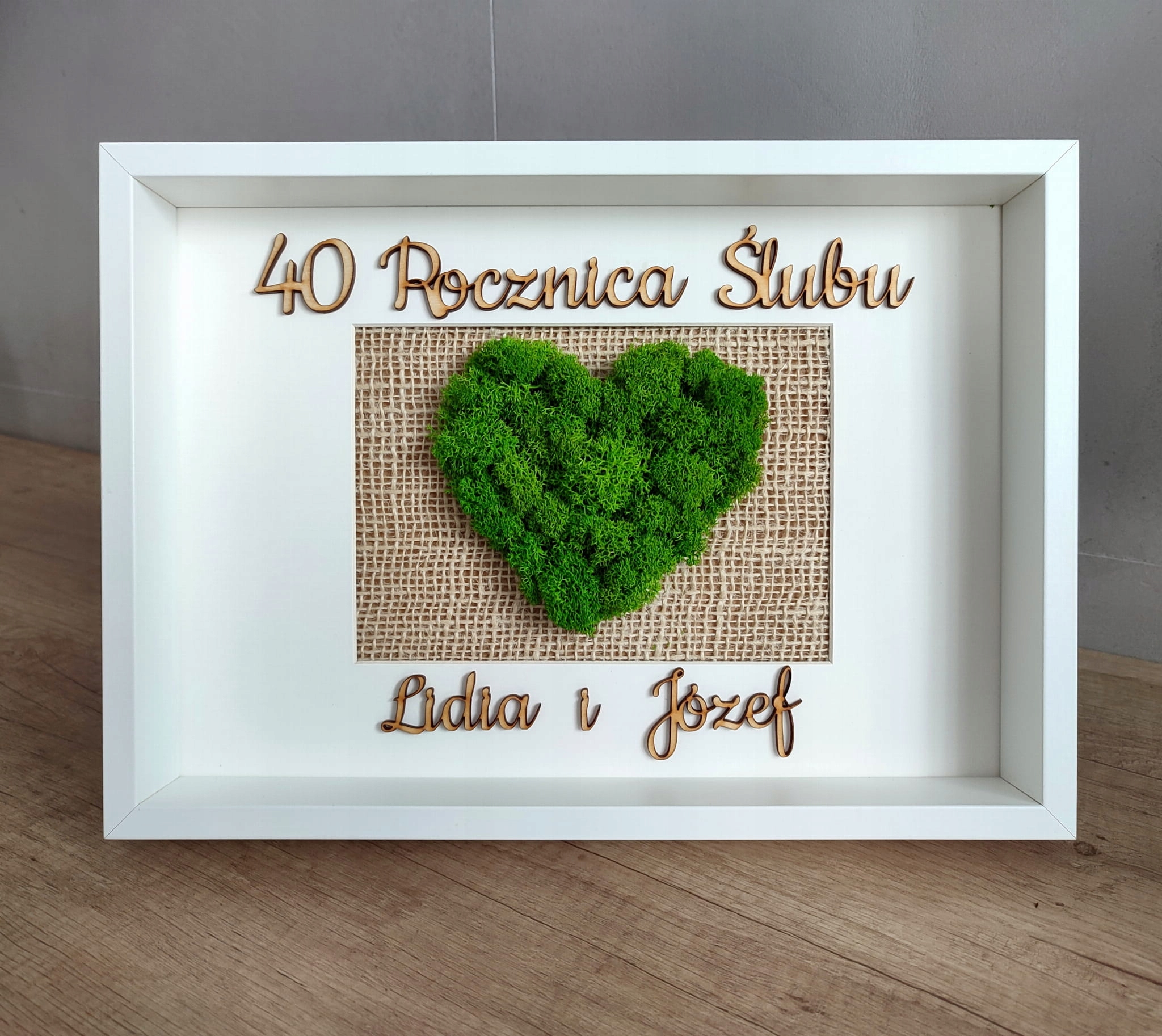 Obraz z mchem chrobotkiem, SERCE, rocznica ślubu Rodzaj mech chrobotek