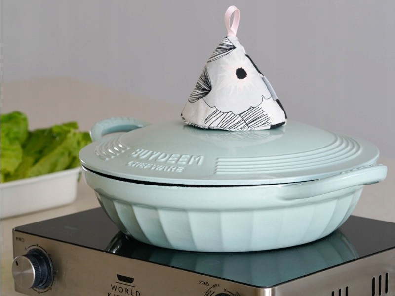 BUYDEEM Emaliowane naczynie żeliwne 3,3L, CP581, Cozy Greenish — 13
