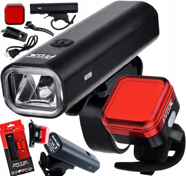 Sada světel Prox Aero Přední 400Lm Zadní 30Lm Usb