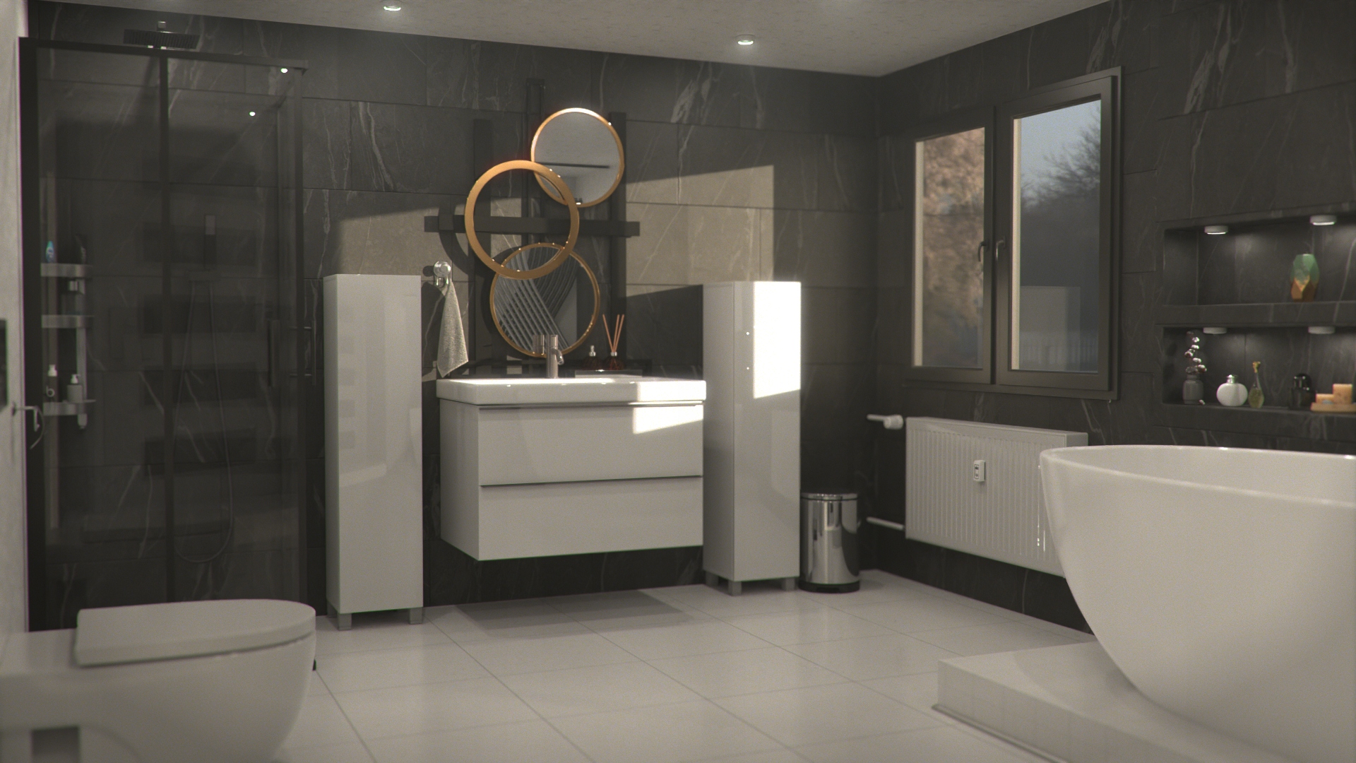 SŁUPEK ŁAZIENKOWY STOJĄCY BIAŁY POŁYSK 110 x 30 X 17 CM -WYSYŁKA W CAŁOŚCI Marka Meble4you