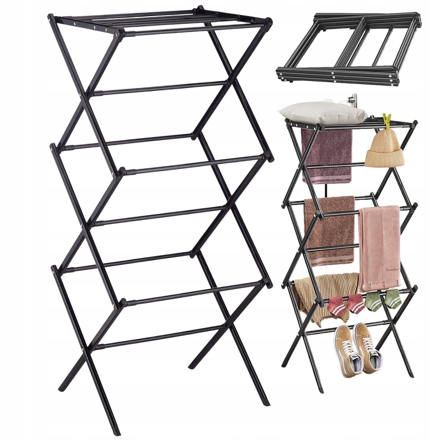 Levně 6-PATROVÝ Skládací Stojanový Sušák Na Prádlo, Výška 40-71 CM, Robustní