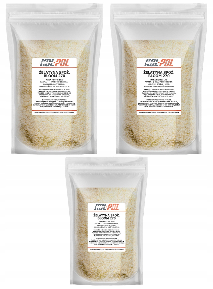 Levně Želatina 270 Bloom 2,5 kg Přírodní silná vysoká kvalita Kol-Pol