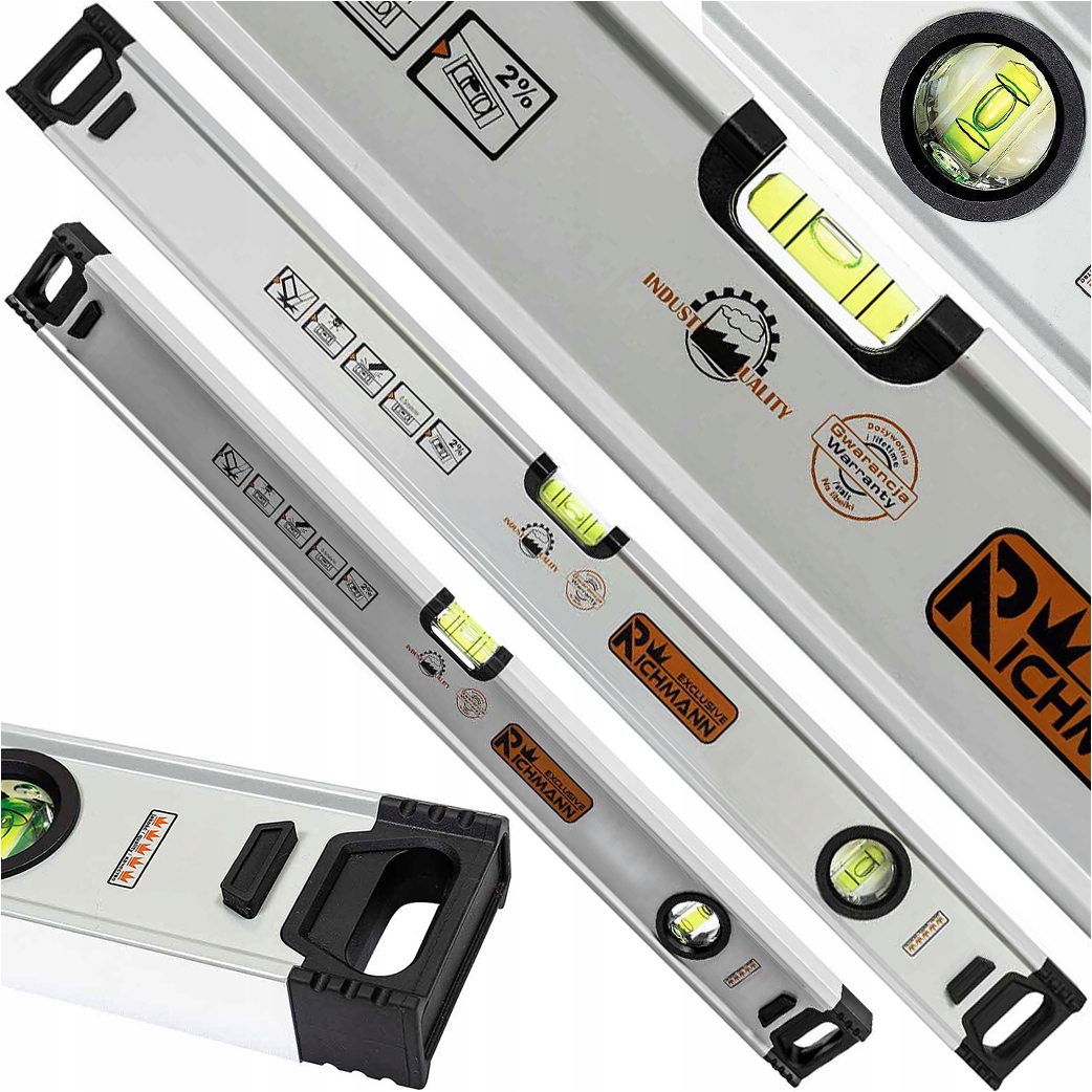 Hliníková Vodováha 2LIBELY 200 CM Přesná 0,05 MM/M Pokles 2% Vertikální Úroveň