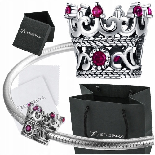 

Charms różowy Korona srebro 925 zawieszka s925
