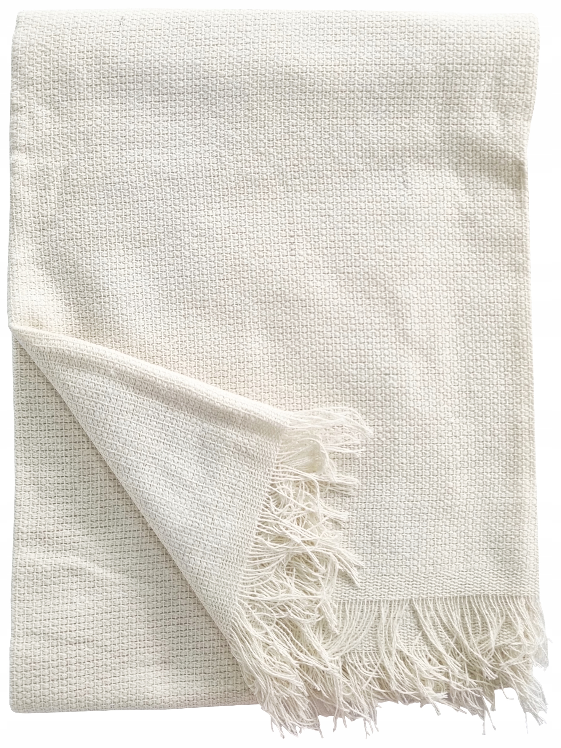 Narzuta Kremowa 230X260 W Kostkę Duża Koc Na Narożnik Bawełna Naturalna Eco