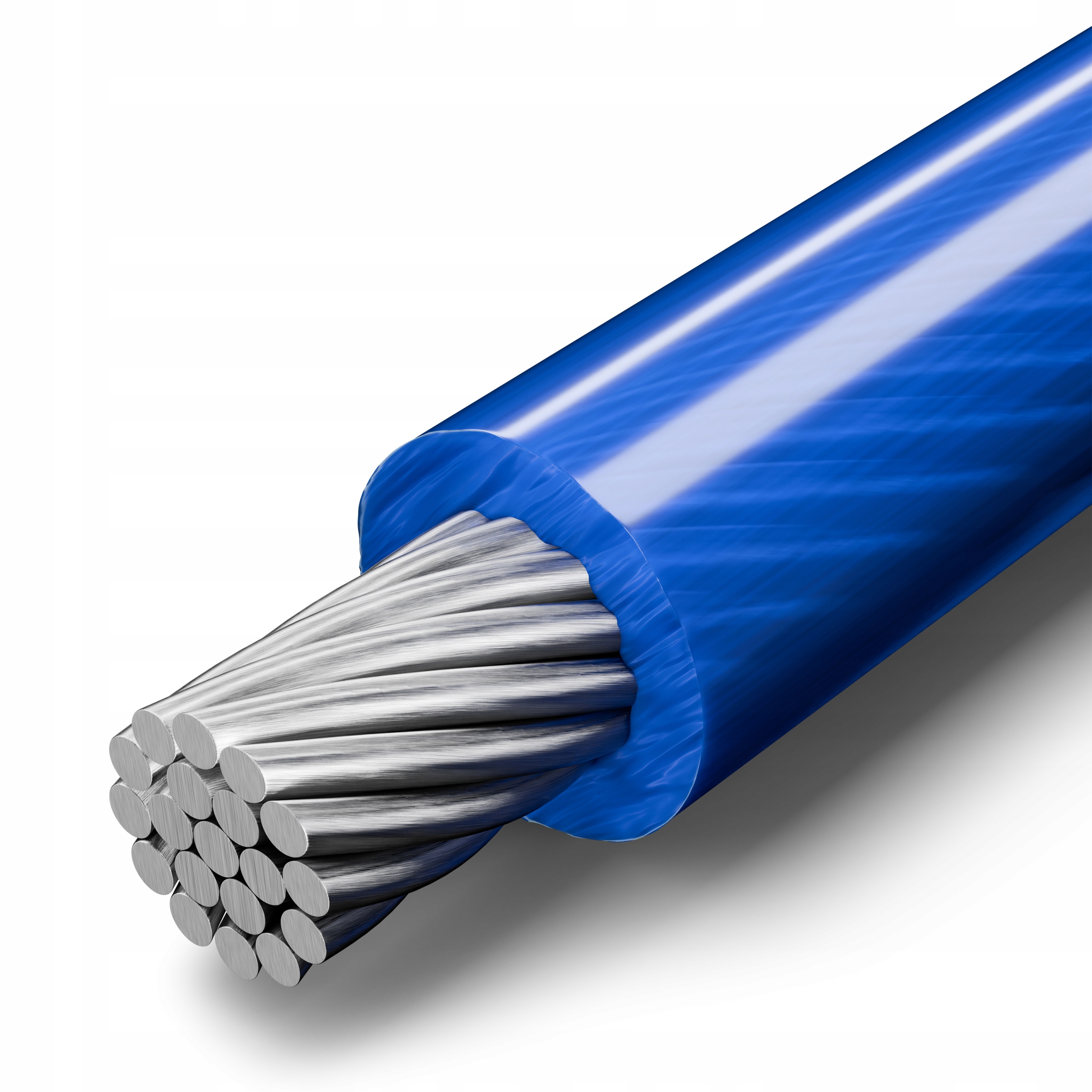 Ocelové lanko v obalu Obal Pvc 2/4 mm 1x19 Modré 50 m