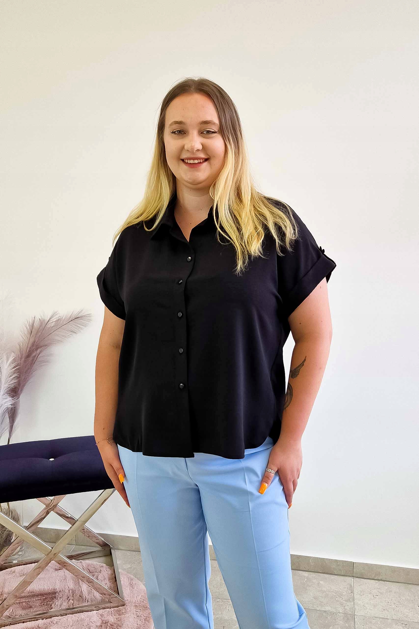 Elegantní dámská košile s krátkým rukávem černá 46