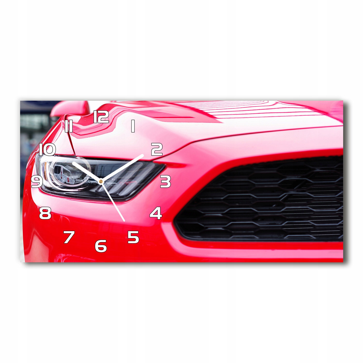 

Zegar ze szkła na ścianę Czerwony mustang 60x30 cm