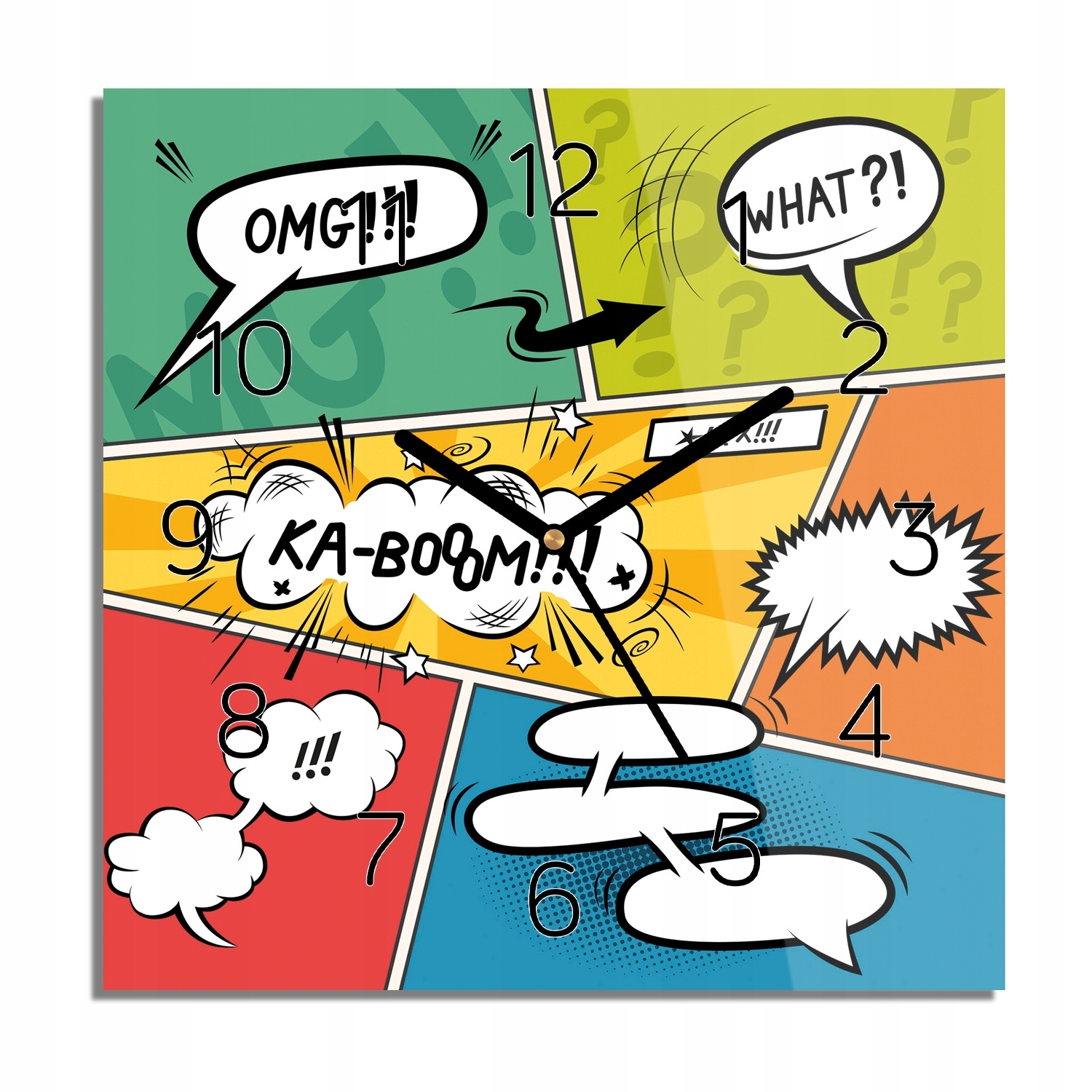 

Dymki pop art kolaż zegar na szkle cichy 30x30