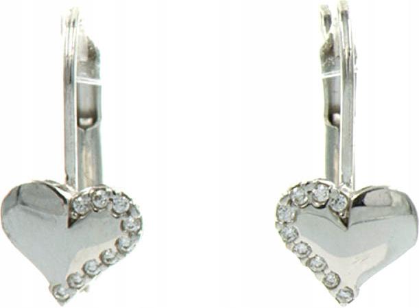 Zlaté náušnice 585 bílé zlato srdce zirkon módní vzor elegantní 14k
