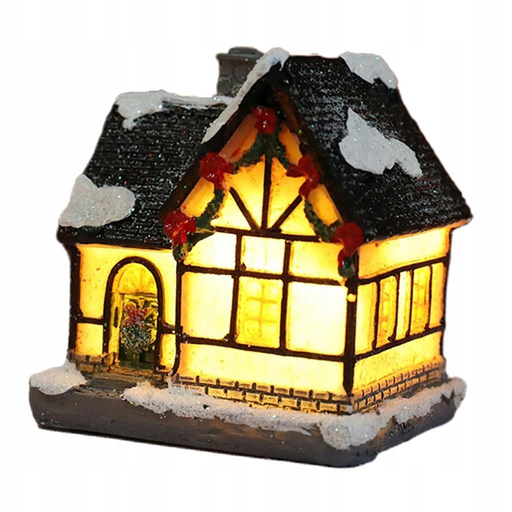 2x Christmas Snow House LED Miniaturowa wioska Marka bez marki