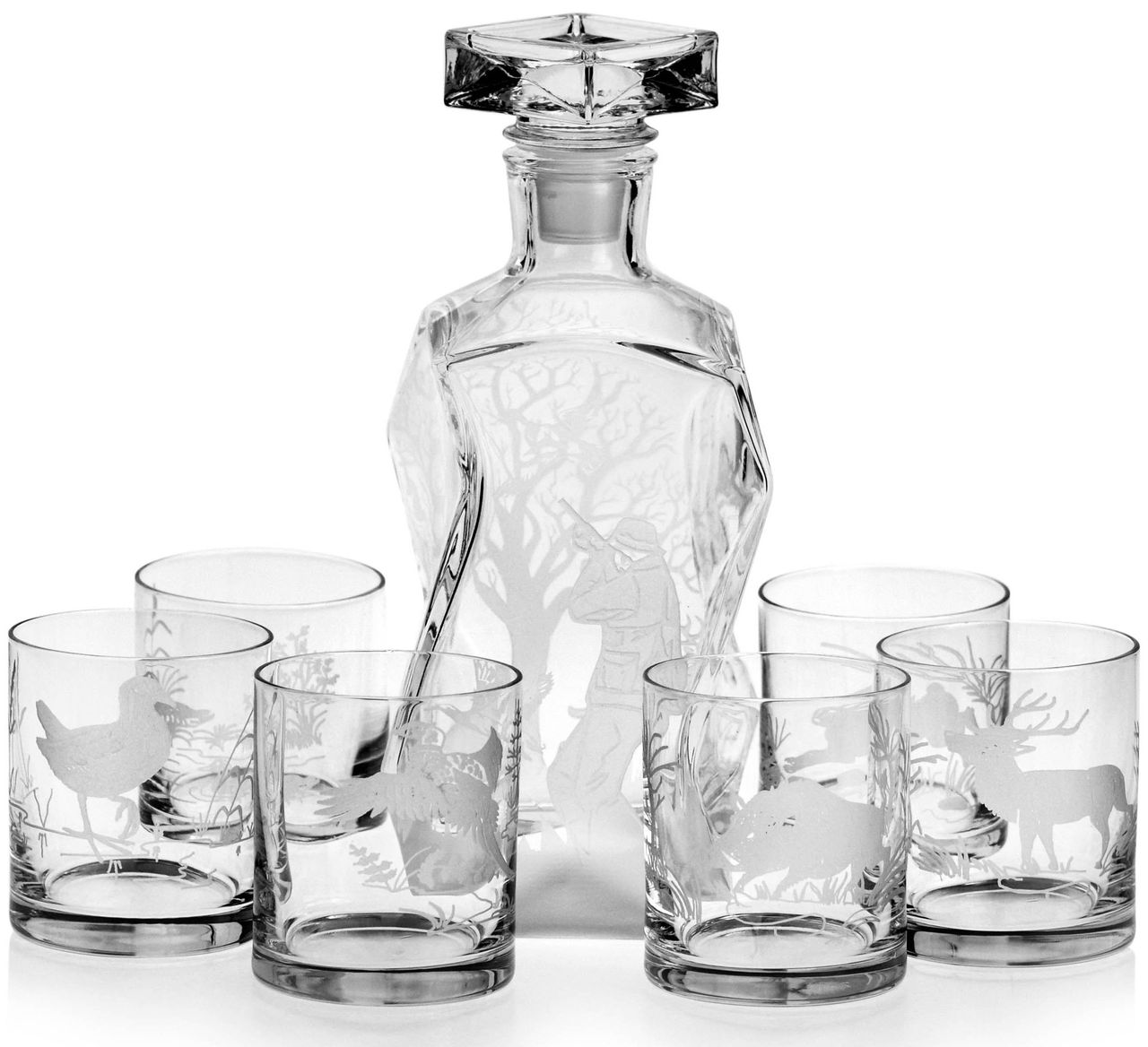 

Myśliwski komplet do whisky 6+1 karafka szklanki
