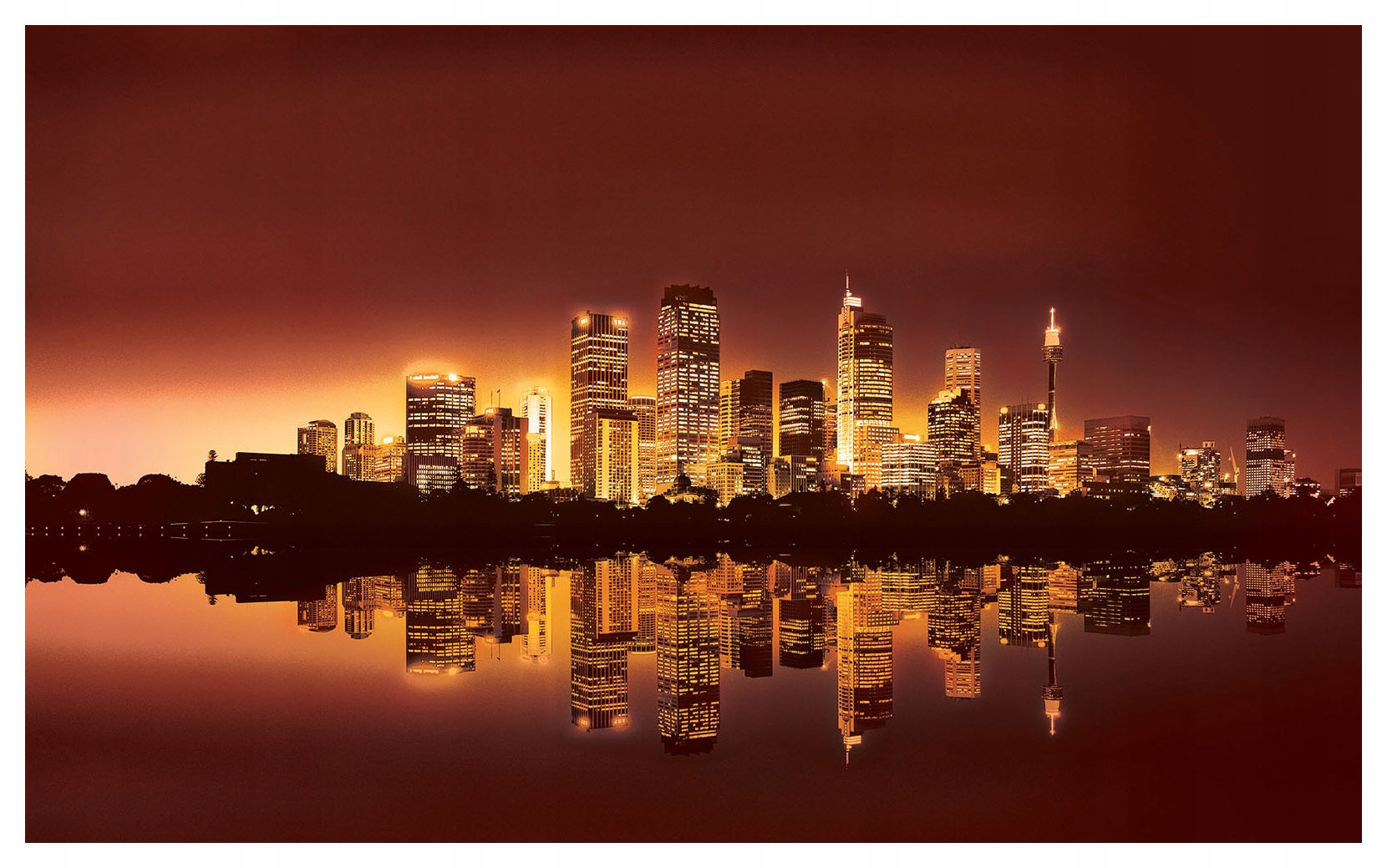 Fototapeta Noční město ve vodě Silueta 250x175 Večerní světla lepidlo