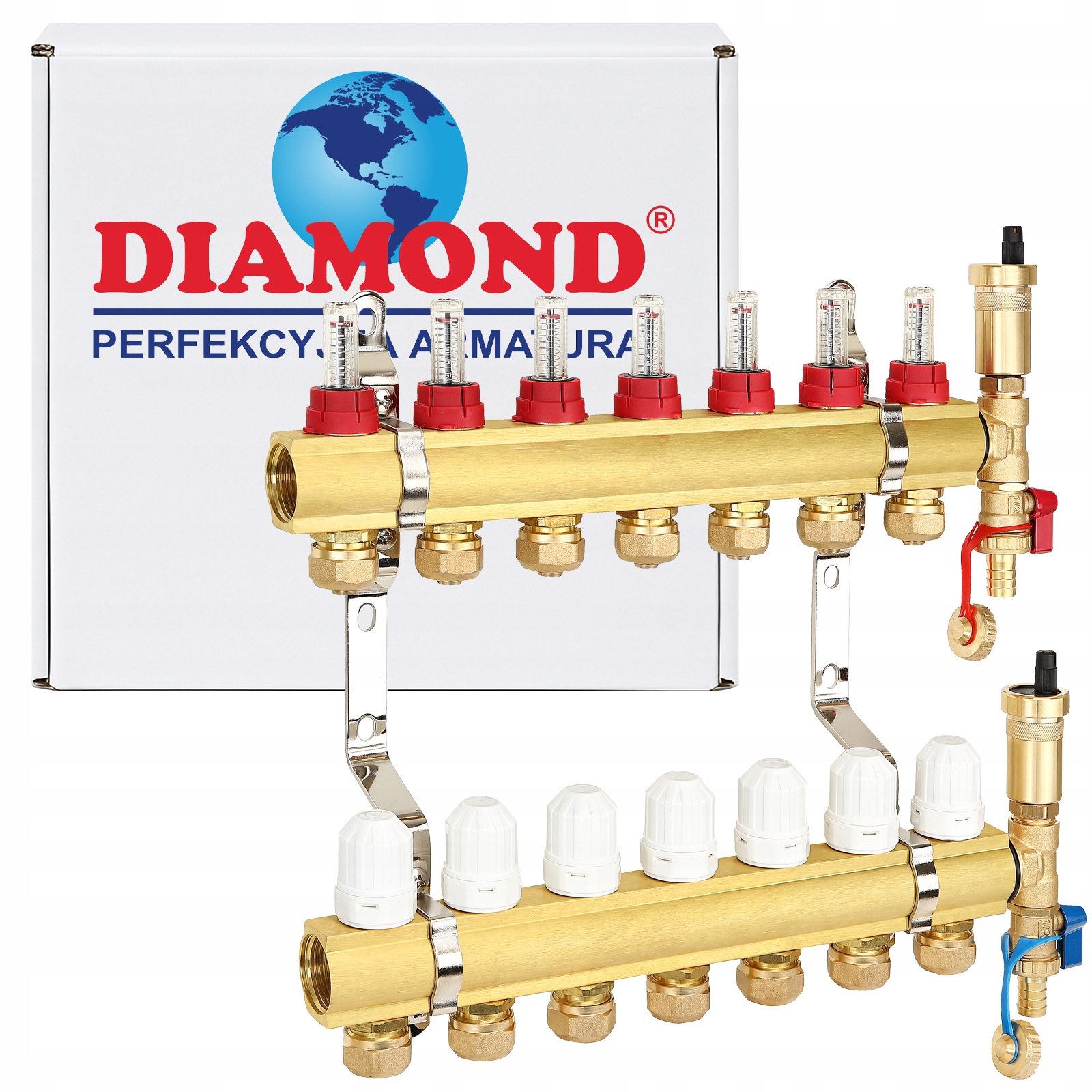 Rozdeľovač 7 Obvodov Podlahového Vykurovania Pre Mosadznú Podlahovú Krytinu Diamond