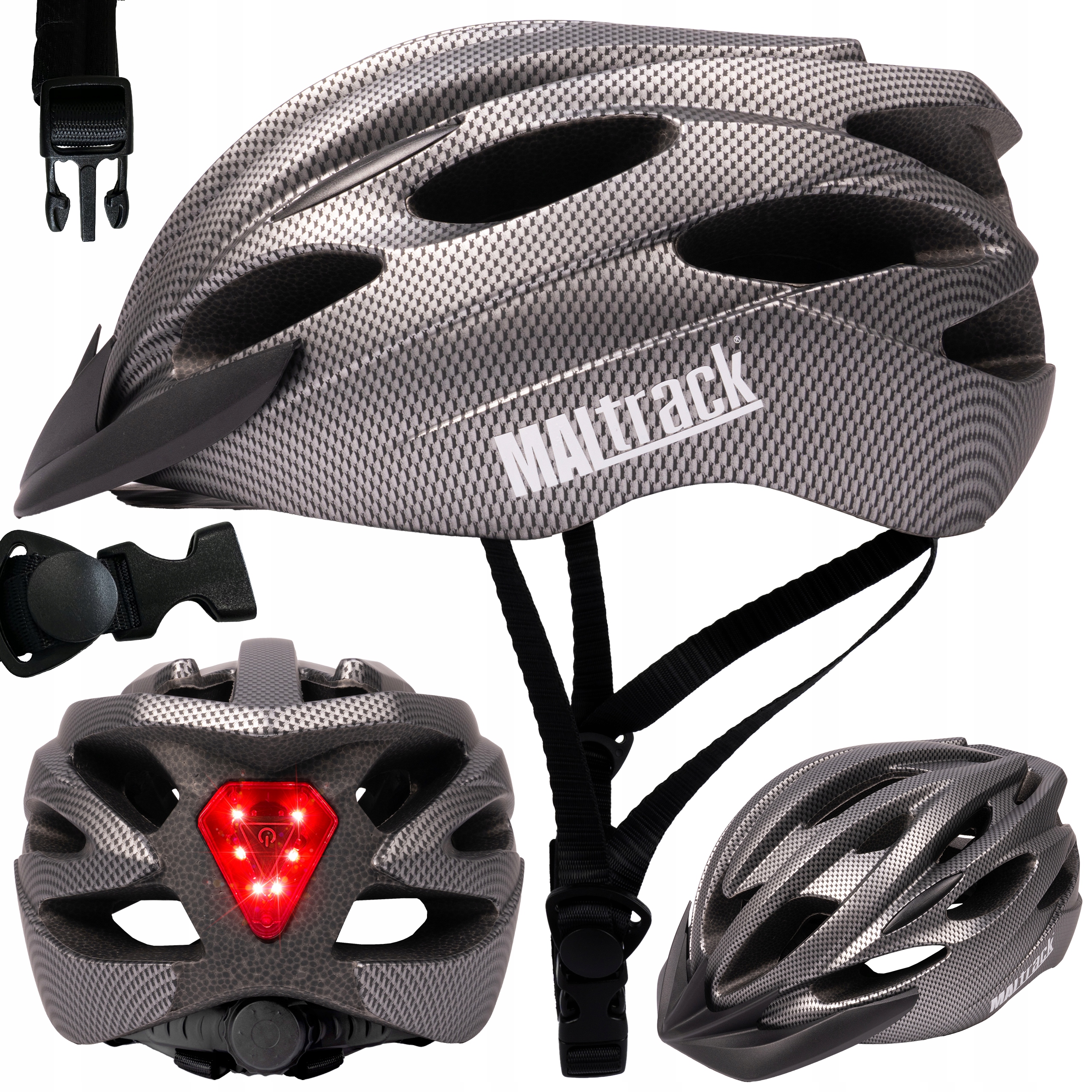 ВЕЛОСИПЕДНЫЙ ШЛЕМ ДЛЯ МУЖЧИН И ЖЕНЩИН MTB РЕГУЛИРУЕМЫЙ УДОБНЫЙ 58-61 СВЕТИЛЬНИК