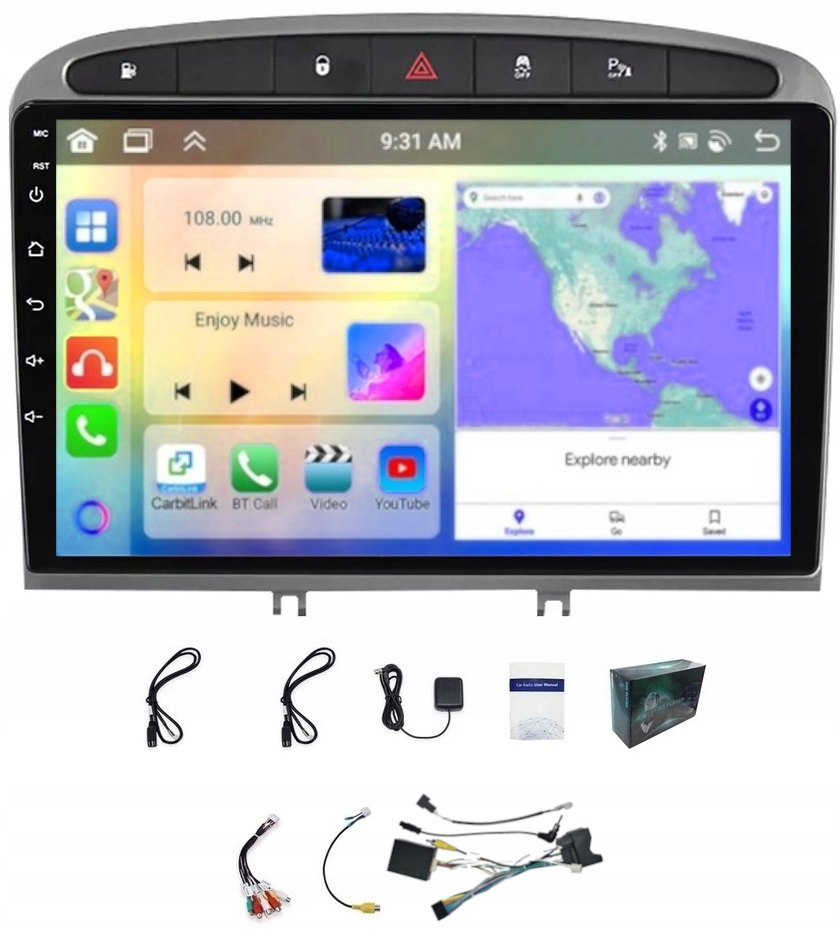 Android Rádio Navigace Peugeot 308 408 Carplay 6GB 128GB