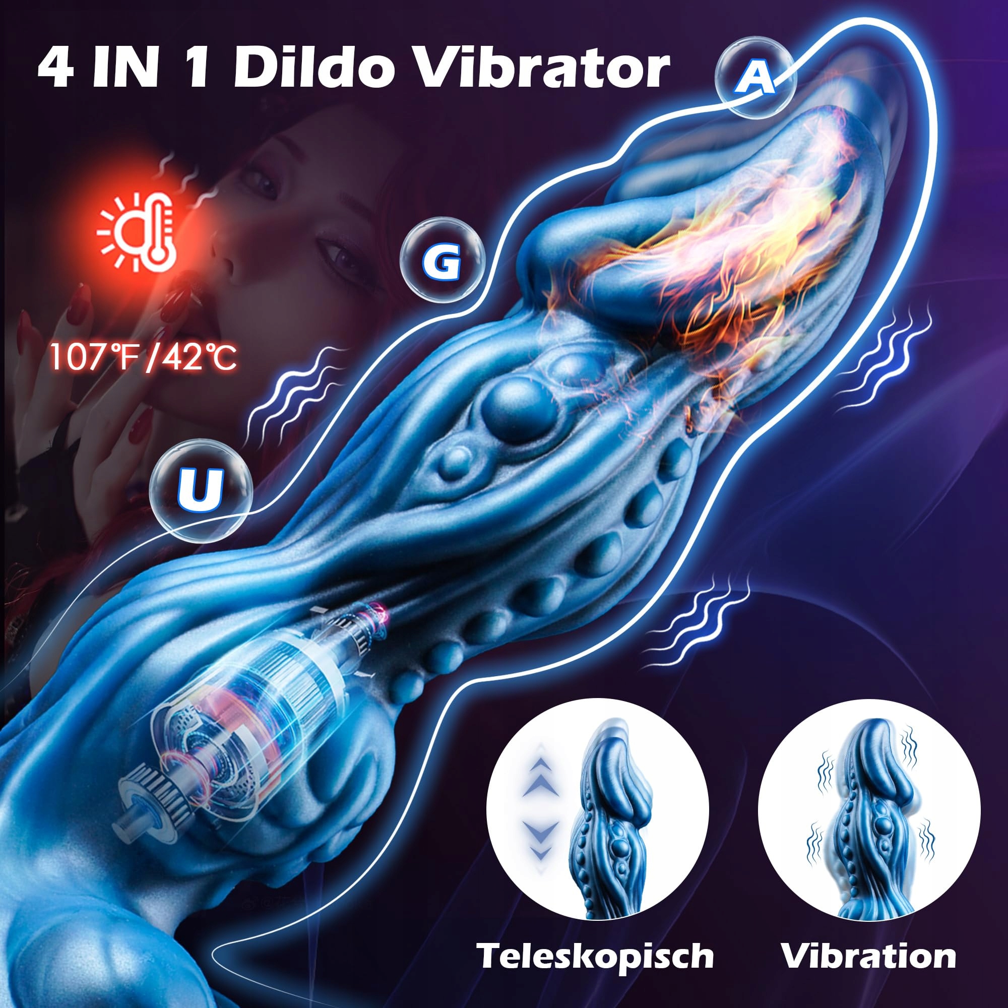 FANTASY Dildo Wibrator Stymulacja Prostaty 10 Trybów Wibracji Ogrzewanie — miniatura 2