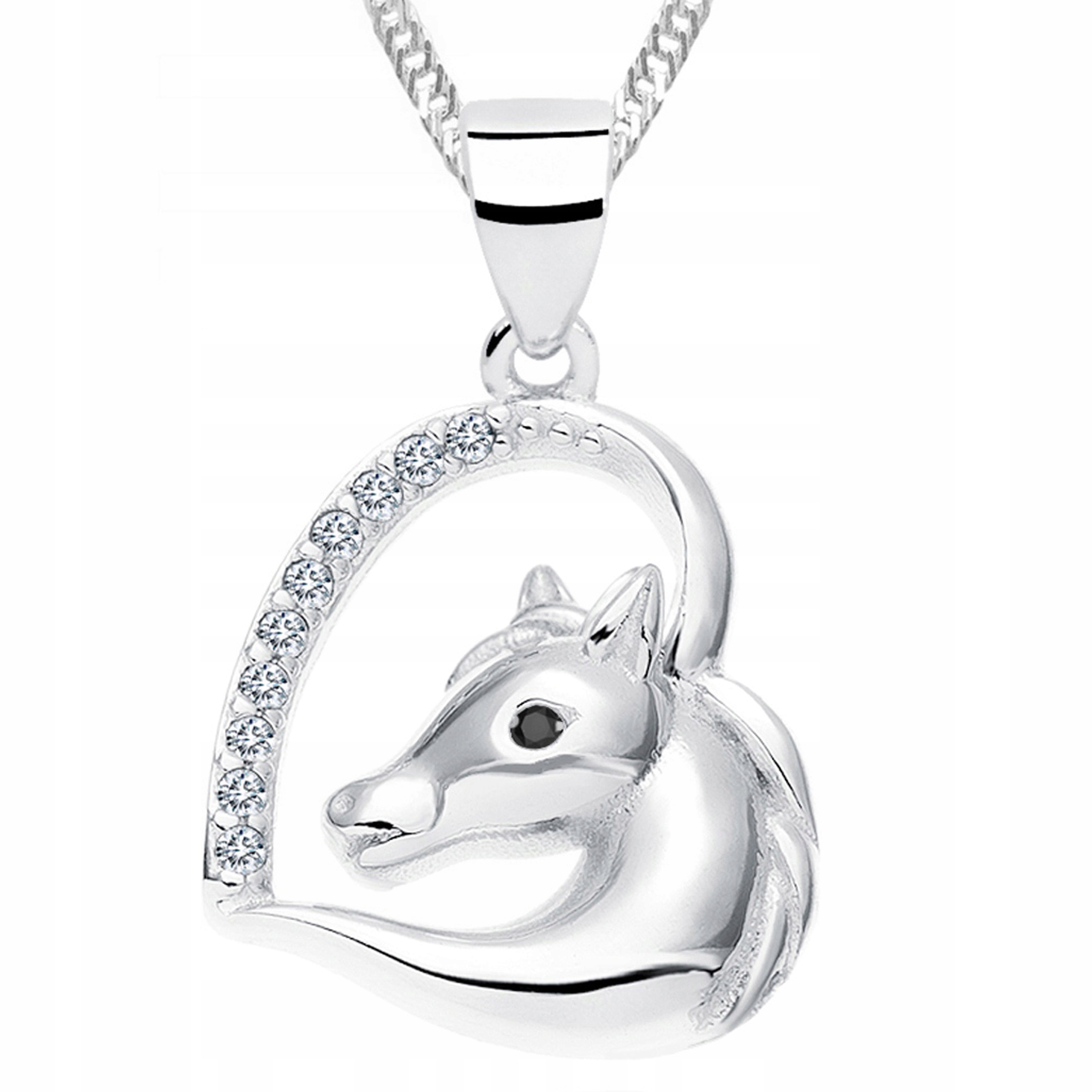 Náhrdelník Stříbrné srdce Kůň Zvíře Koňský Motiv Stříbro 925