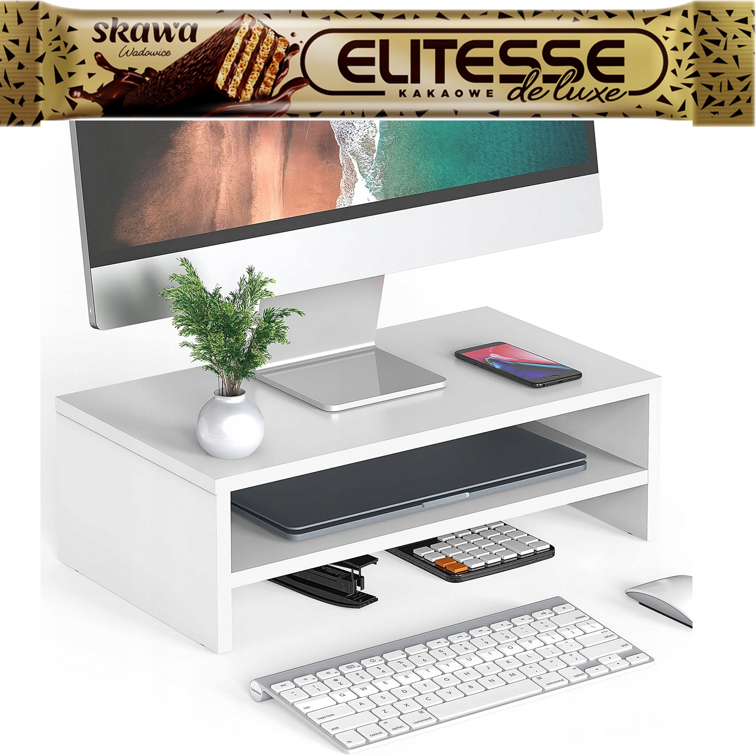 Podstavec Na Monitor Fitueyes 2 Úrovně Bílý 40X23X12,5CM Organizér