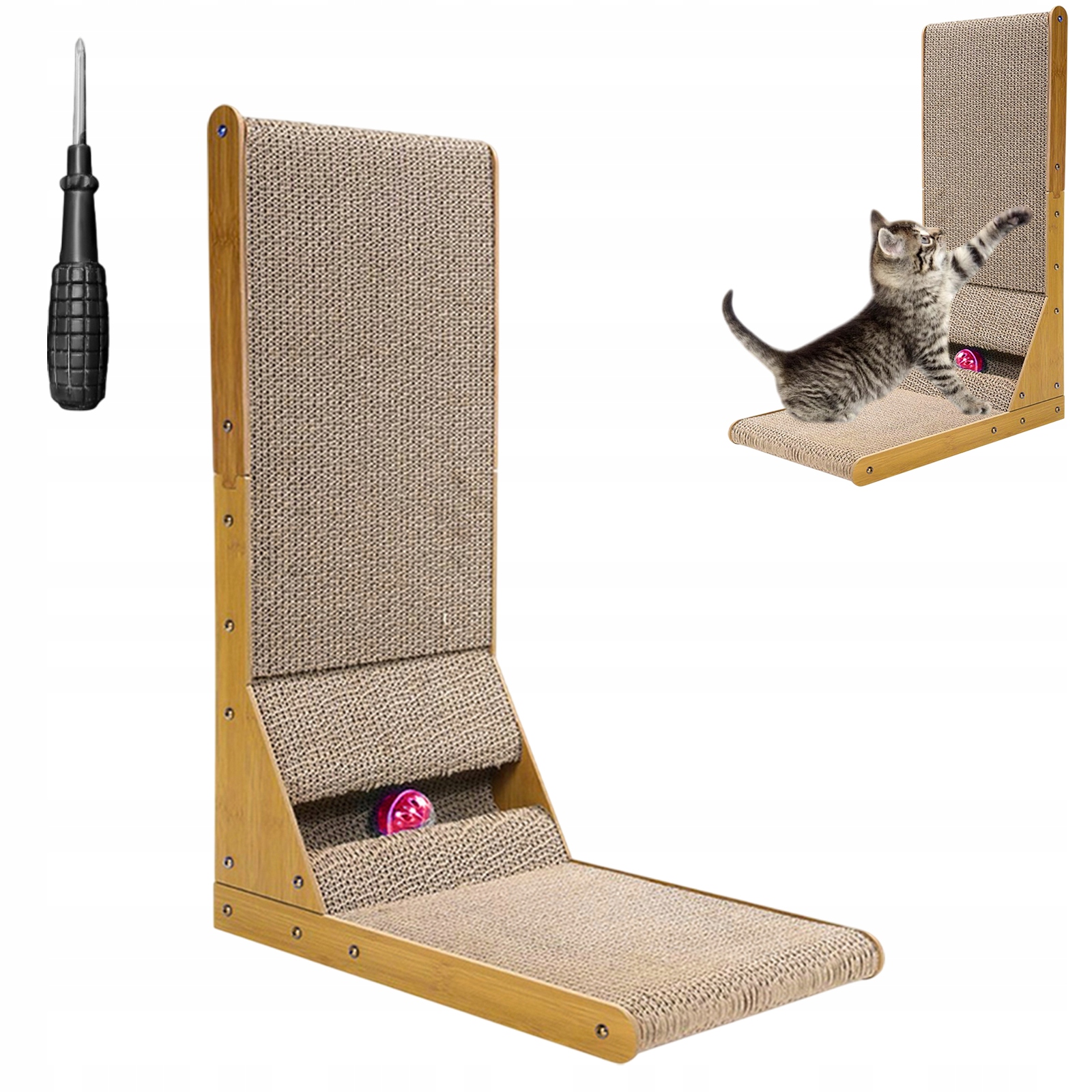 Levně Drapak Pro Kočky 60 CM L-podobný Hračka Vertikální Nástěnný Ochranný Podlahový