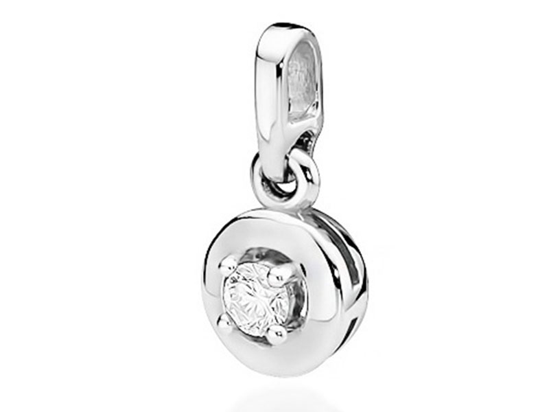 Zlatý přívěsek 585 bílé zlato s briliantem a diamantem na řetízek 14k