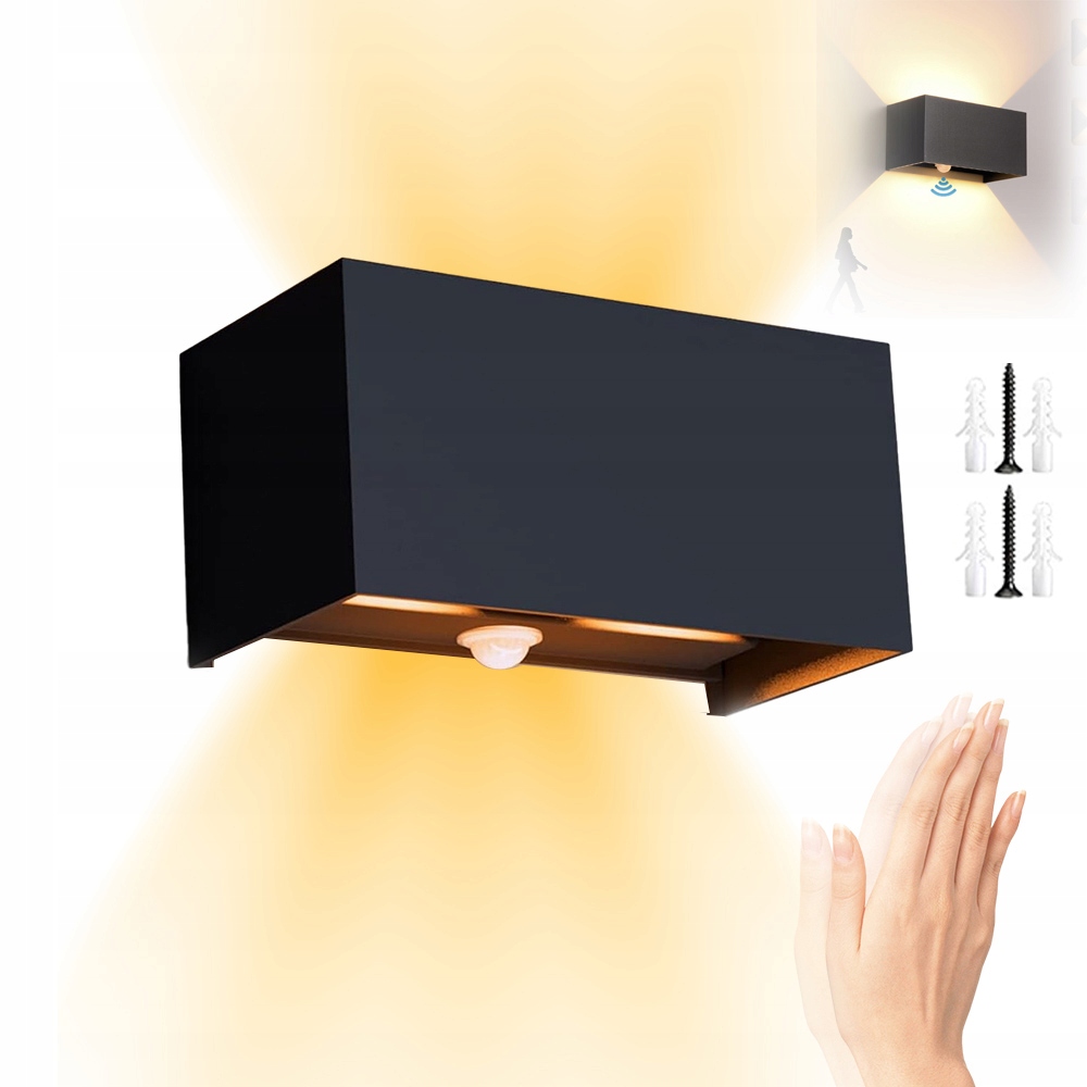 Led Nástěnná Fasádní Lampa, Venkovní Zahradní Nástěnné Svítidlo S Pohybovým Senzorem, 20 W