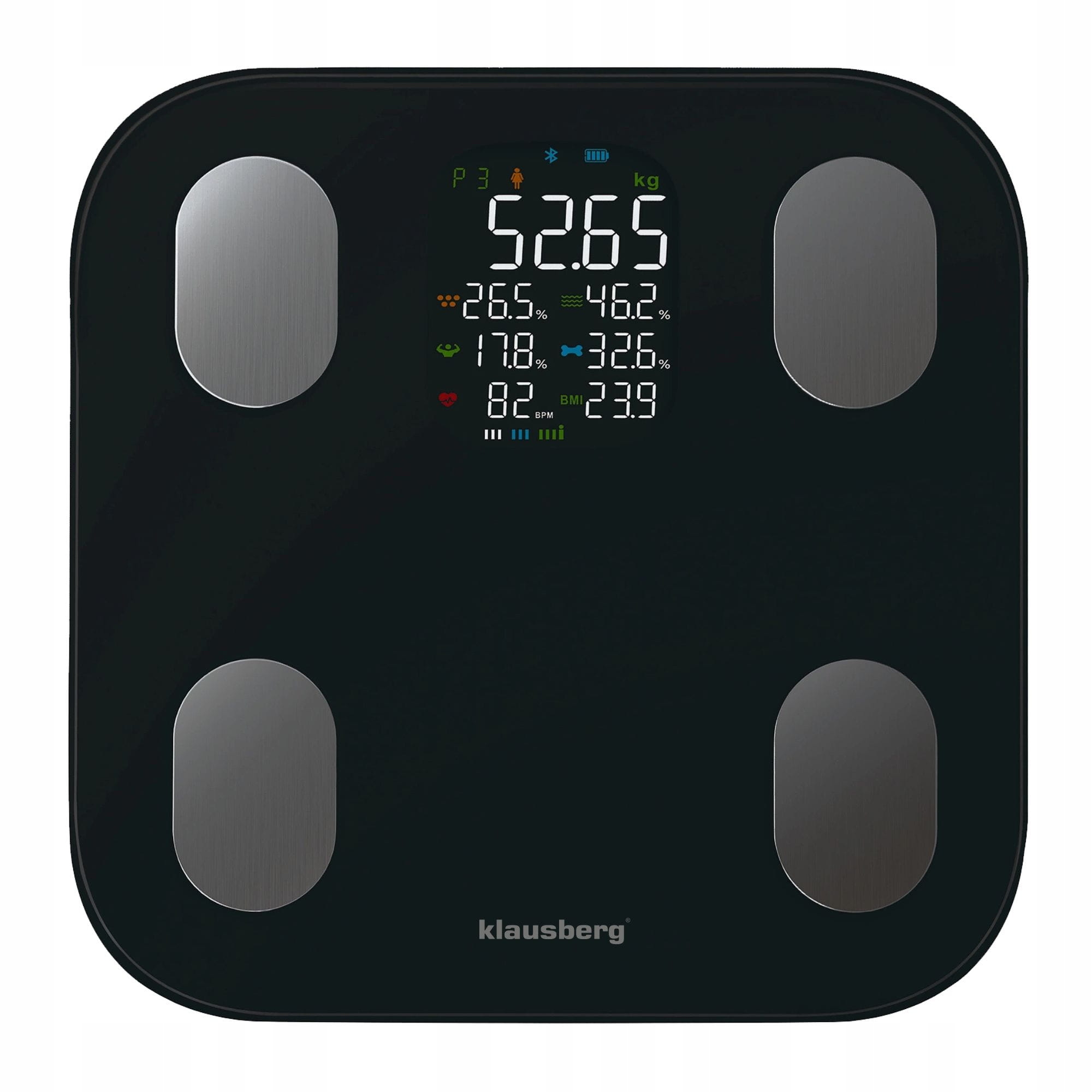 Elektronická koupelnová váha s analyzátorem složení těla, černá