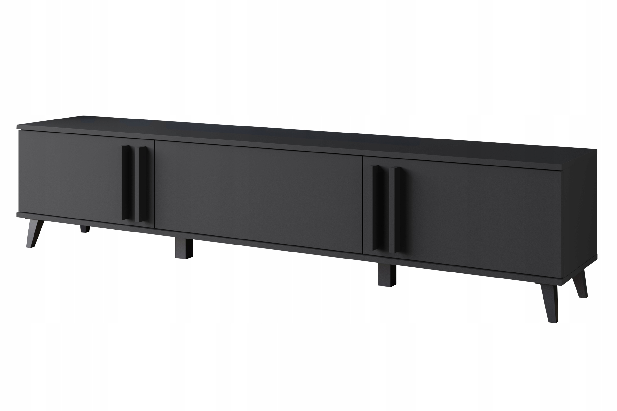 Moderní lowboard Helsinki 180 cm, 3 klapky, lamely, černý grafit