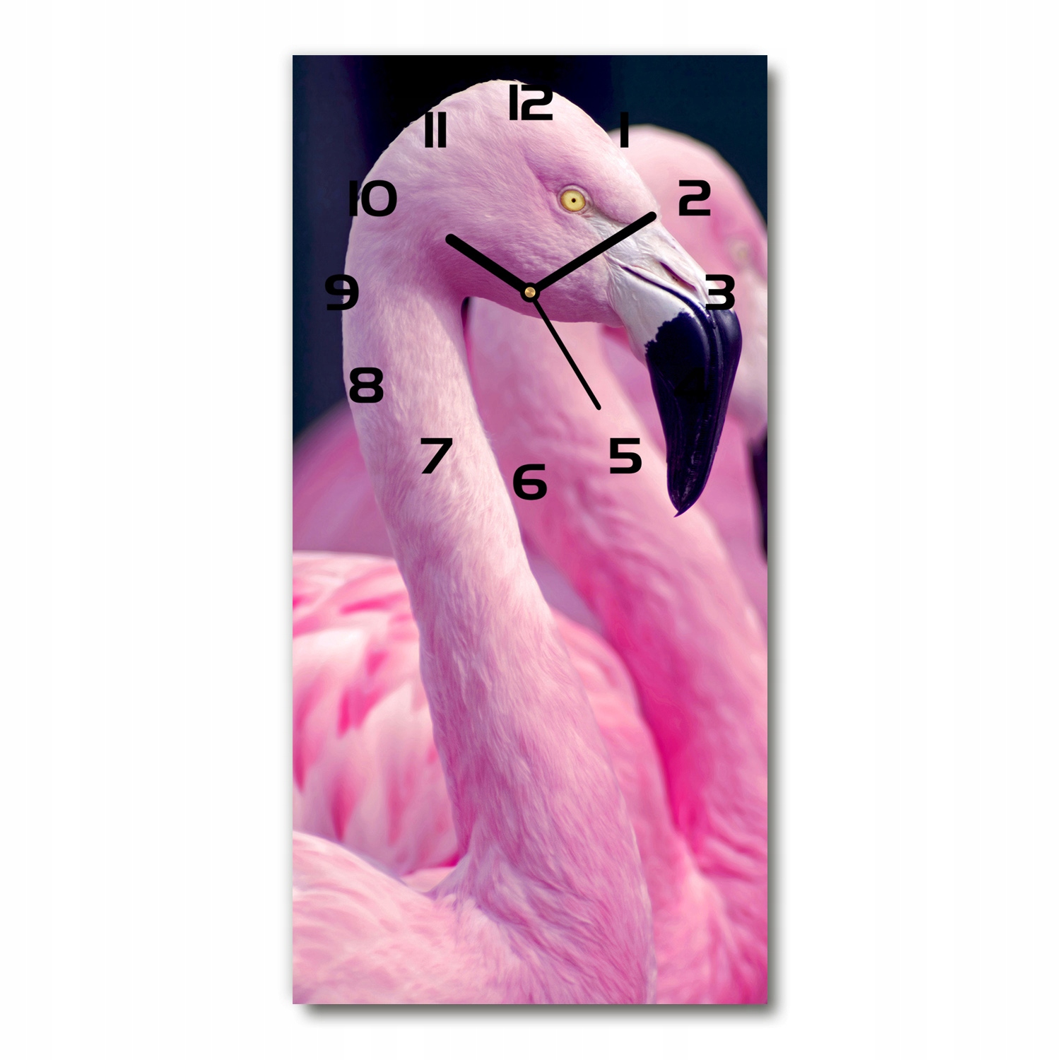 

Cichy szklany zegar na ścianę Flamingi 30x60 pion
