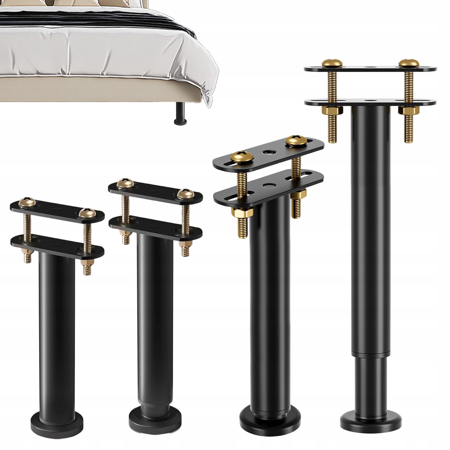 Nohy Nábytkové Nohy Černé Nastavitelné Pro Nábytek H 18-31 cm Set 4X Vruty