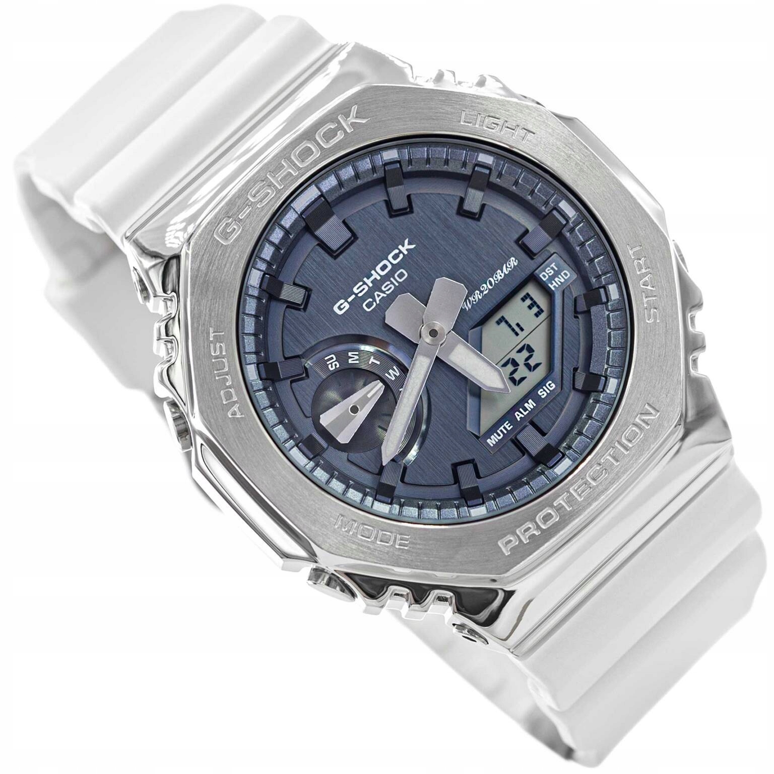 Pánské Hodinky Casio GM-2100WS-7AER G-shock Bílé S Metalickým Řemínkem 20 Bar