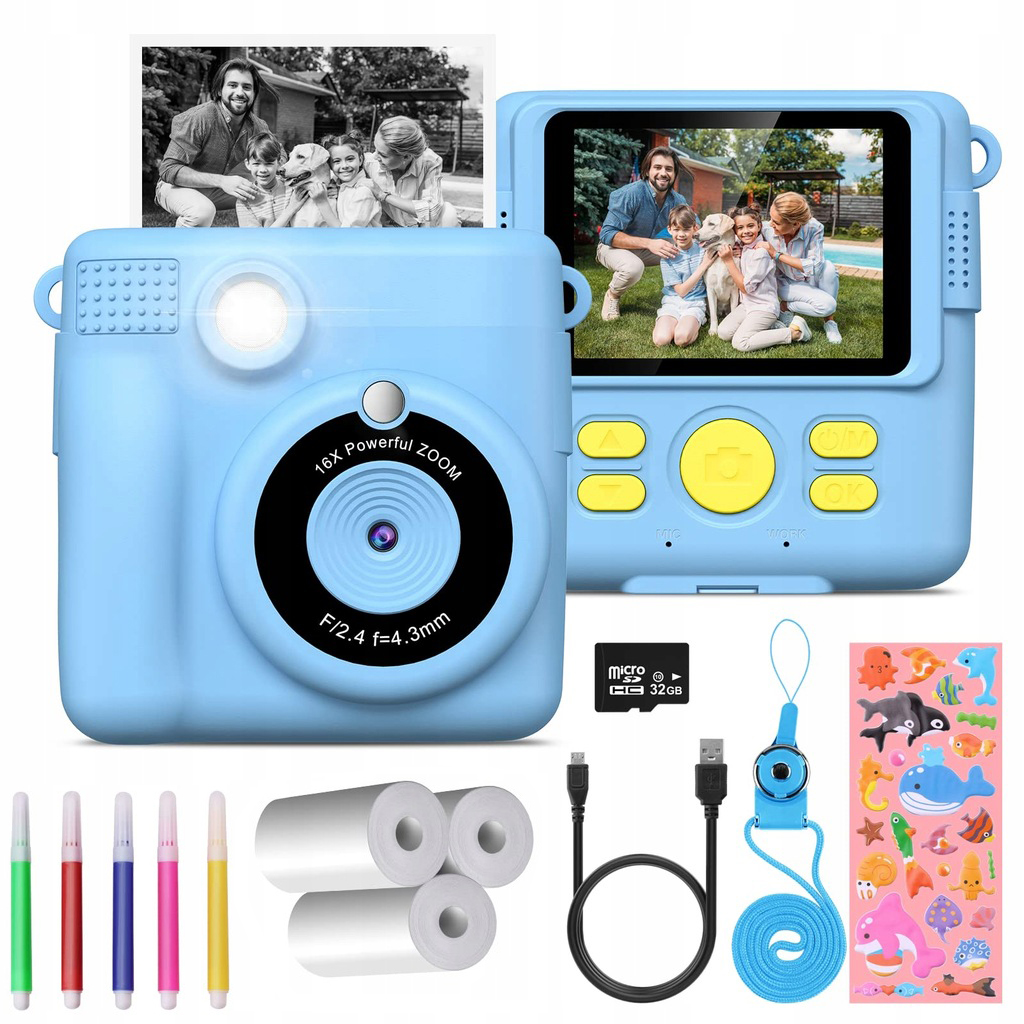 APARAT NATYCHMIASTOWY DRUKARKA 32 GB + 3 ROLKI PAPIERU DO DRUKU