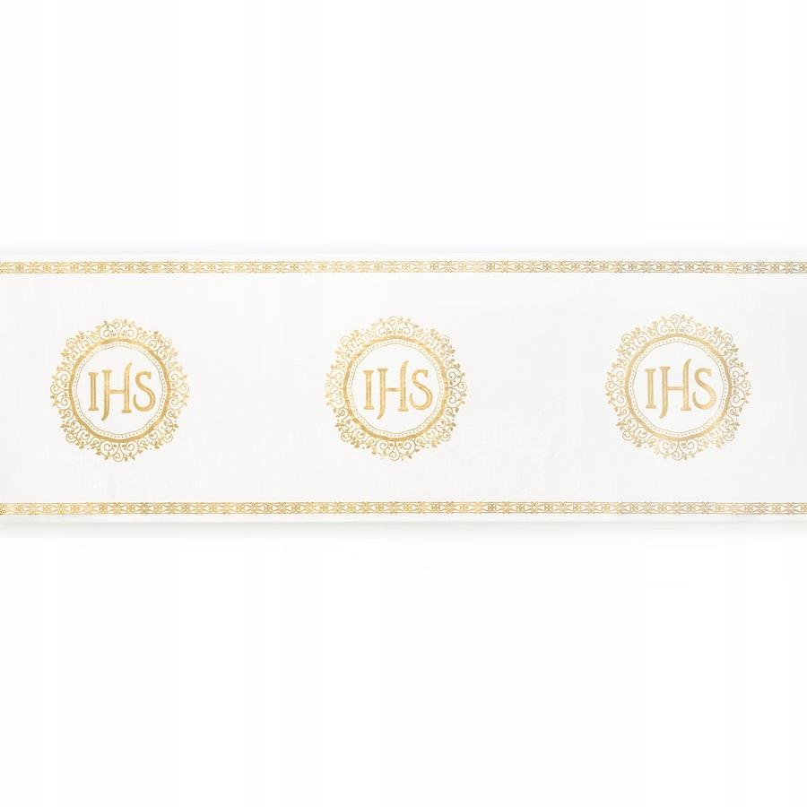 

Bieżnik Komunijny Organza Złoty Ihs I Komunia 5m