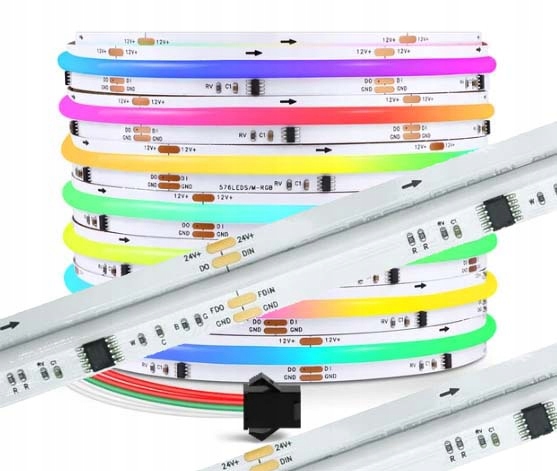 Led pásek Cob Rgbcct 24V 840d 26W/m Magic Pixel adresovatelný WS2805 digitální